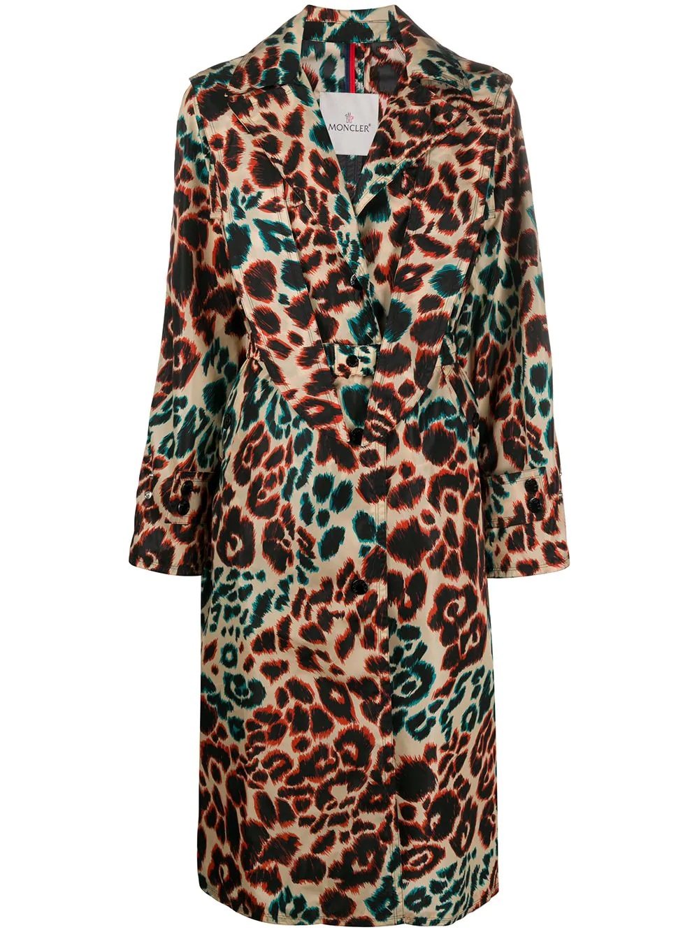 leopard print trench coat - 1