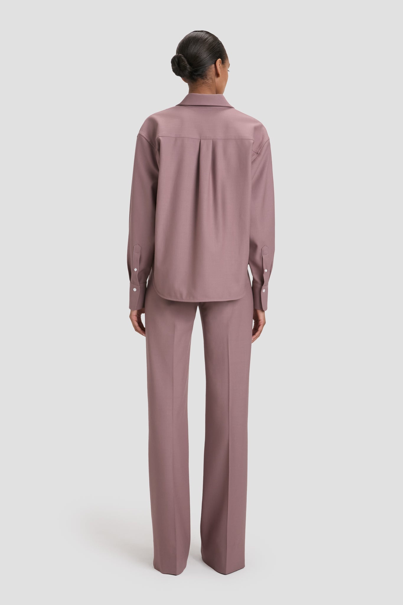 Cropped Long Sleeve Shirt In Mauve - 5