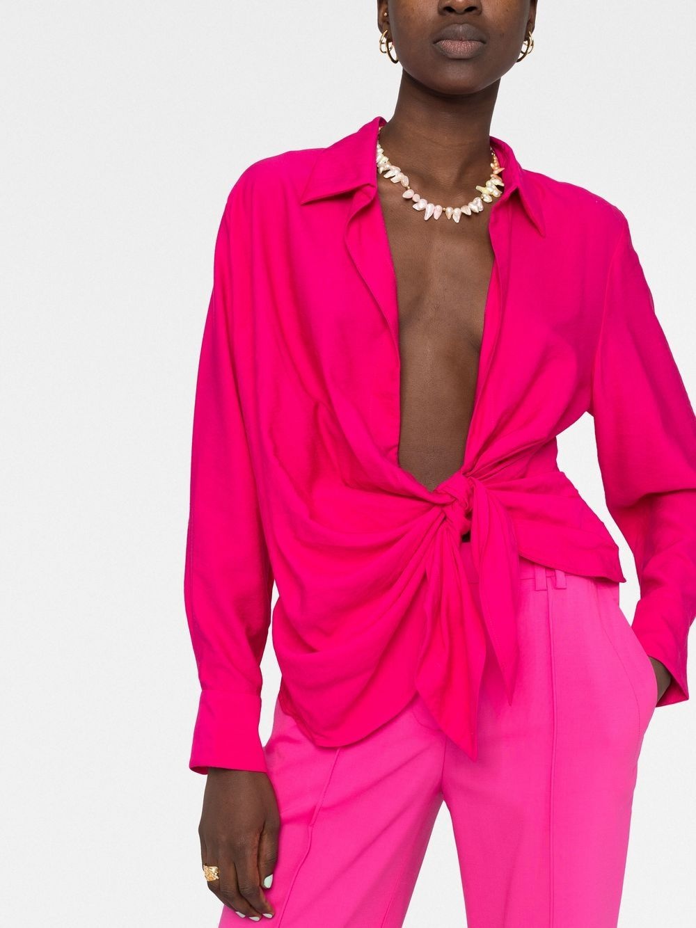 knot-detail long-sleeve shirt - 5
