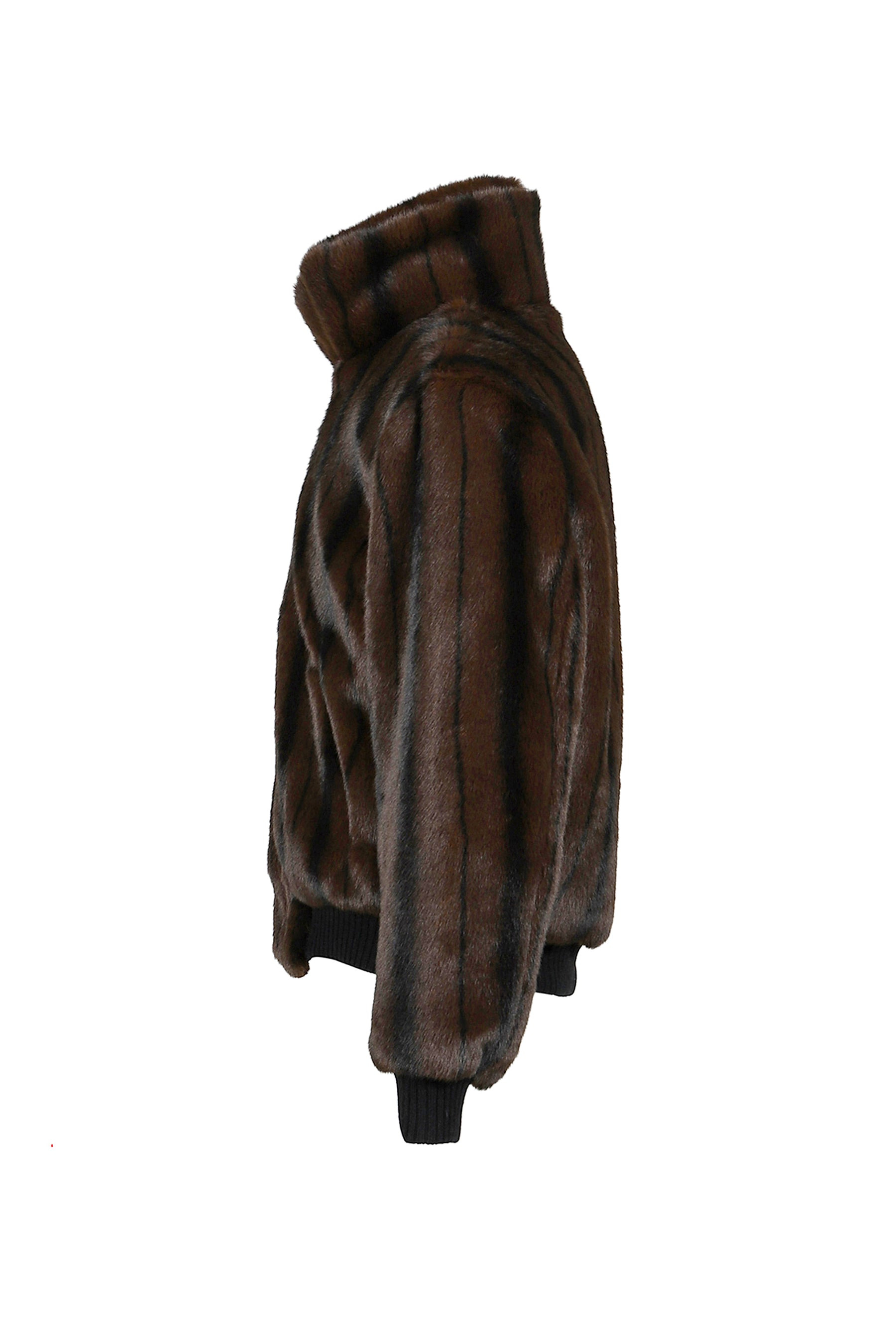 FAUX-MINK HARRINGTON JACKET / BLK BRW - 7