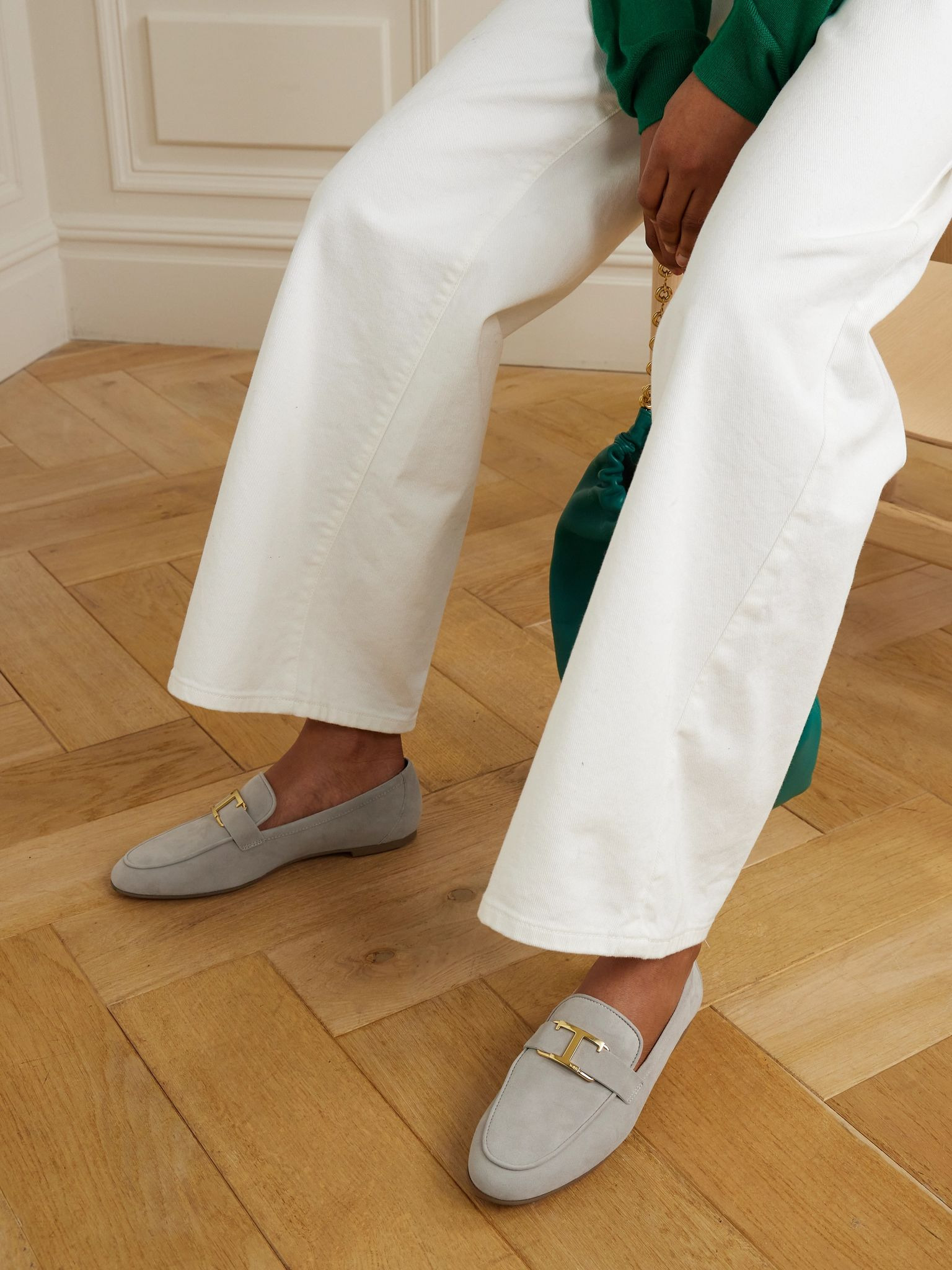 Embellished nubuck loafers Taupe - 2