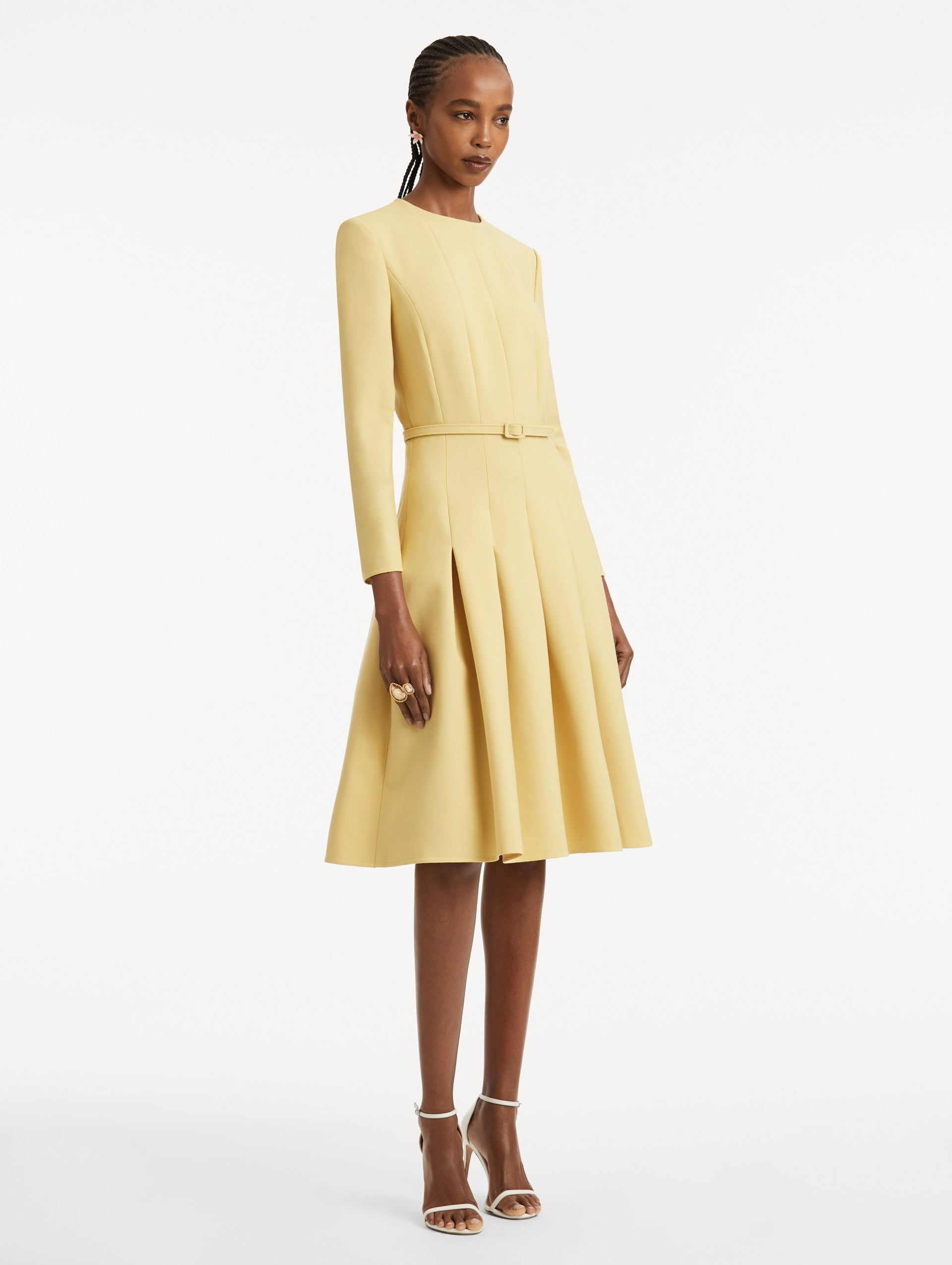 BELT-DETAILED PLEATED DRESS - 4