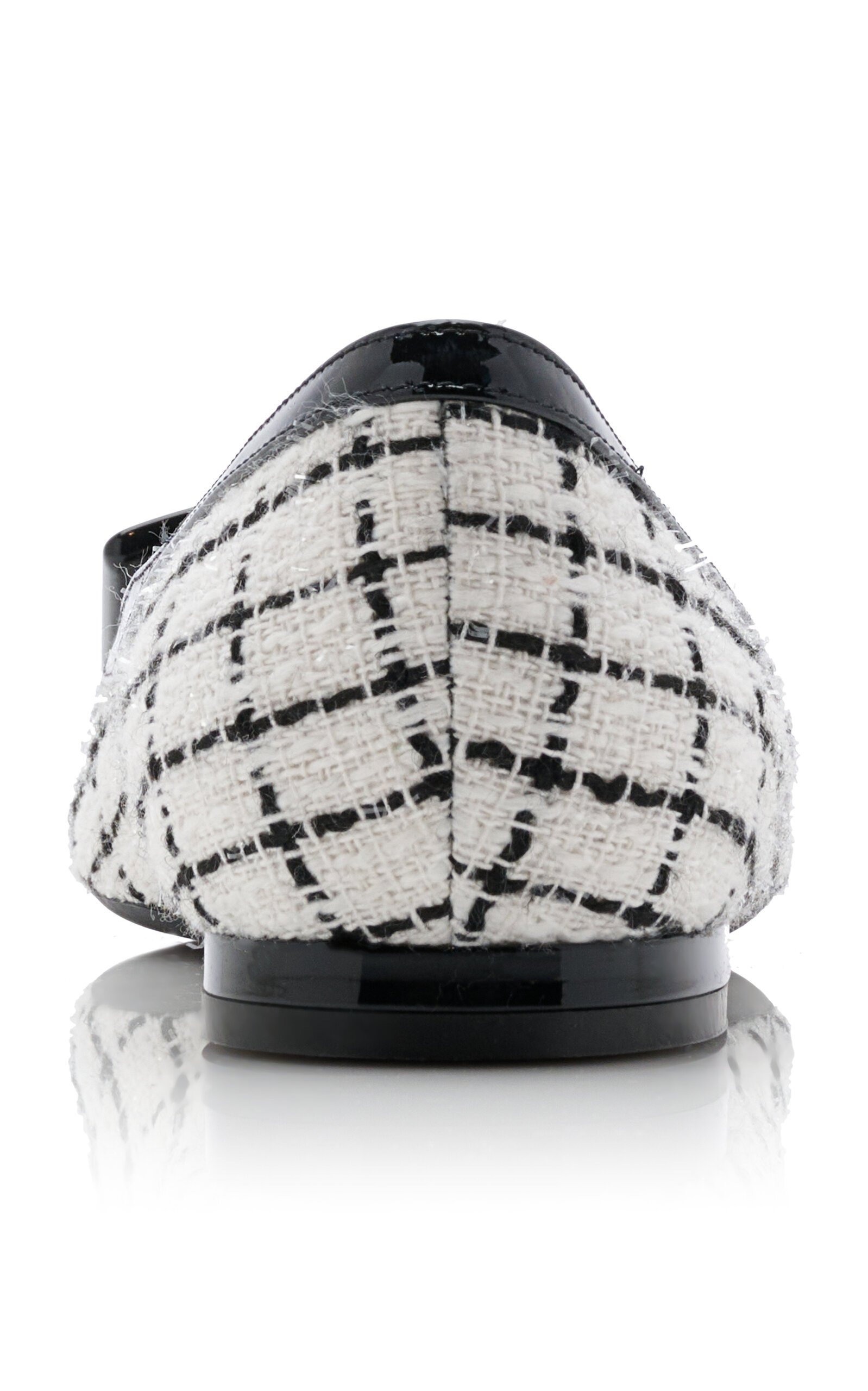 Gommettine Patent Leather-Trimmed Tweed Flats black/white - 5