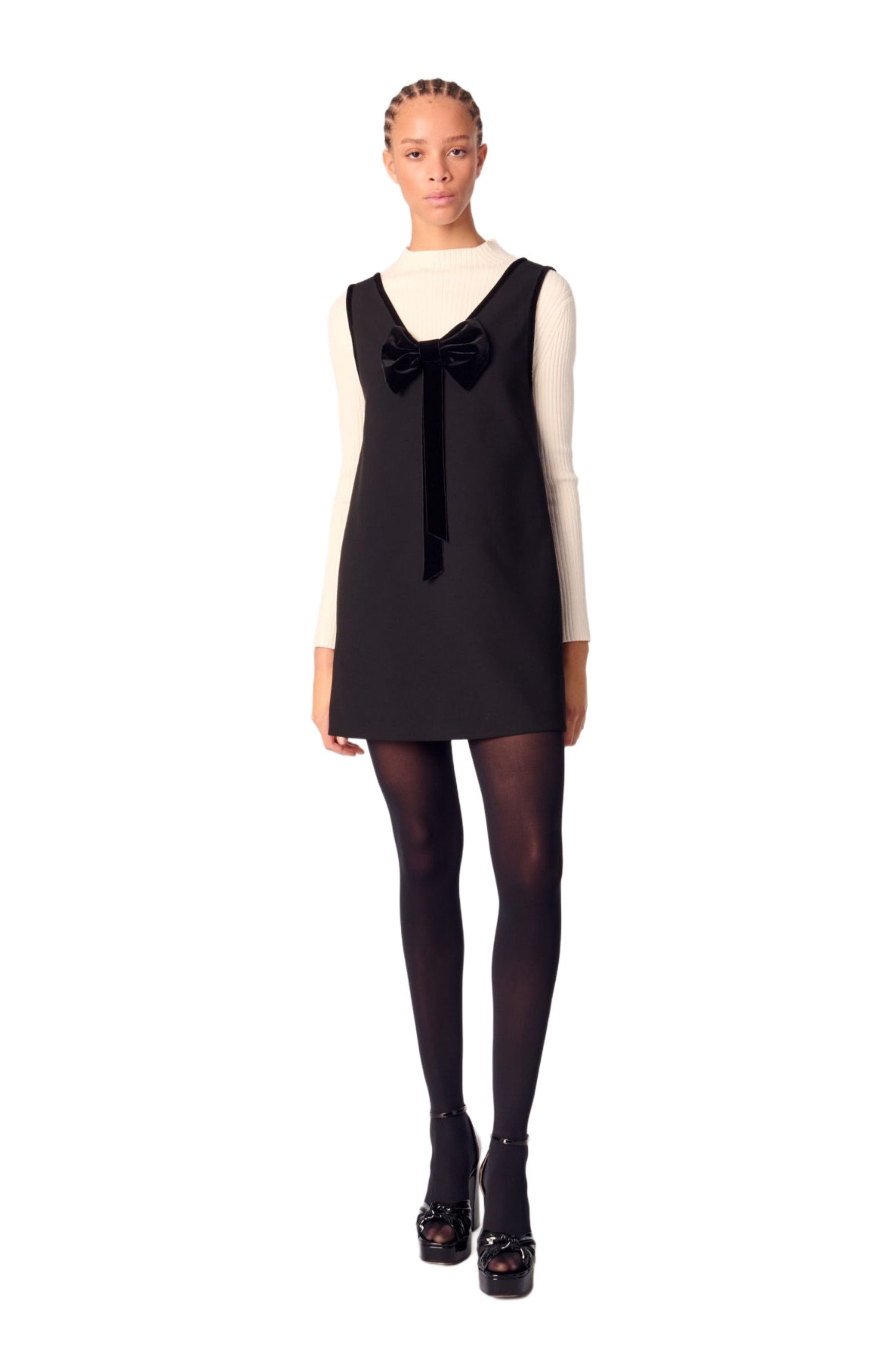 maje Pinafore dress with velvet collar in Black at Nordstrom - 1
