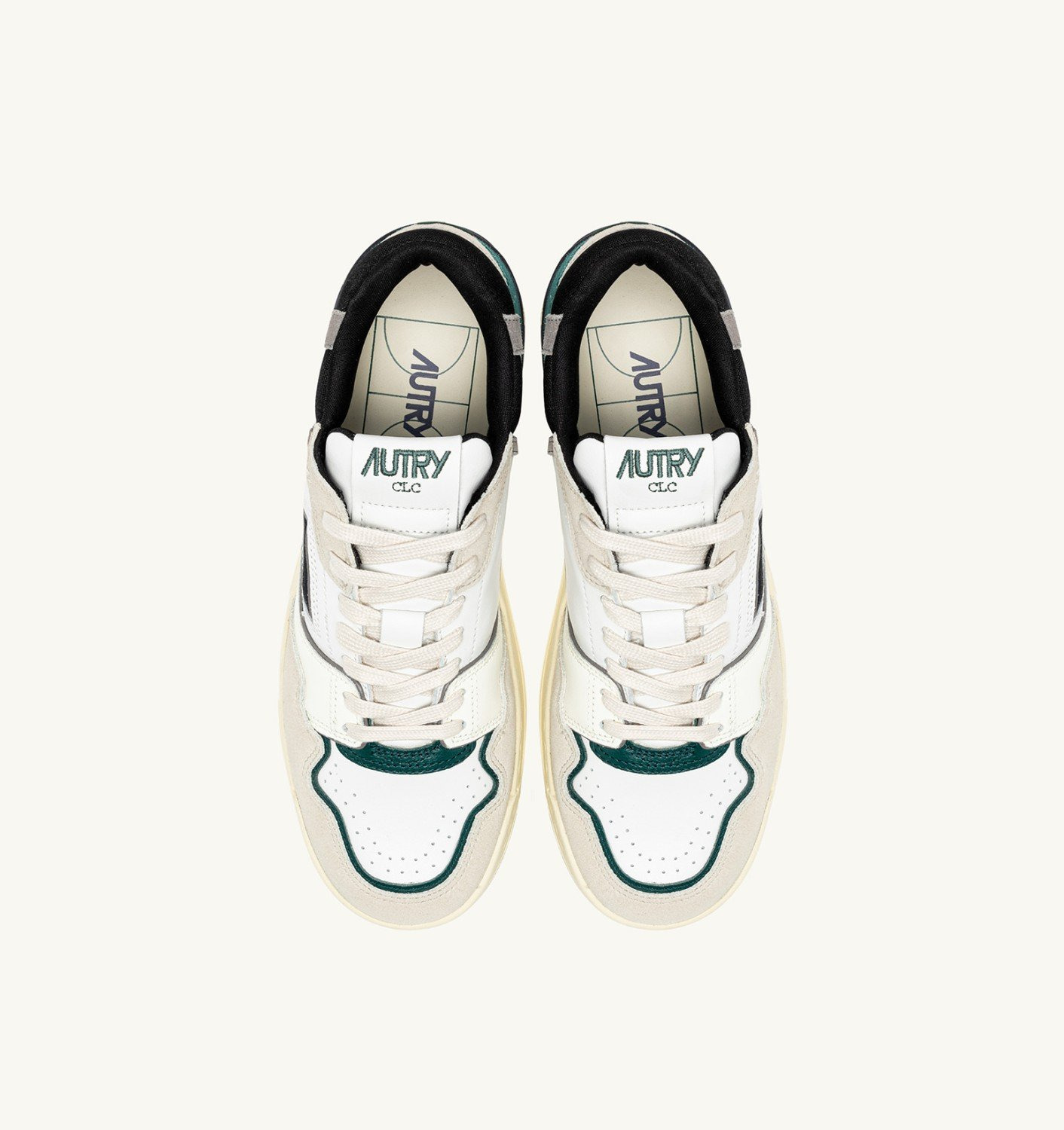 CLC LOW SNEAKERS IN WHITE AND FOREST SUEDE AND LEATHER - 6
