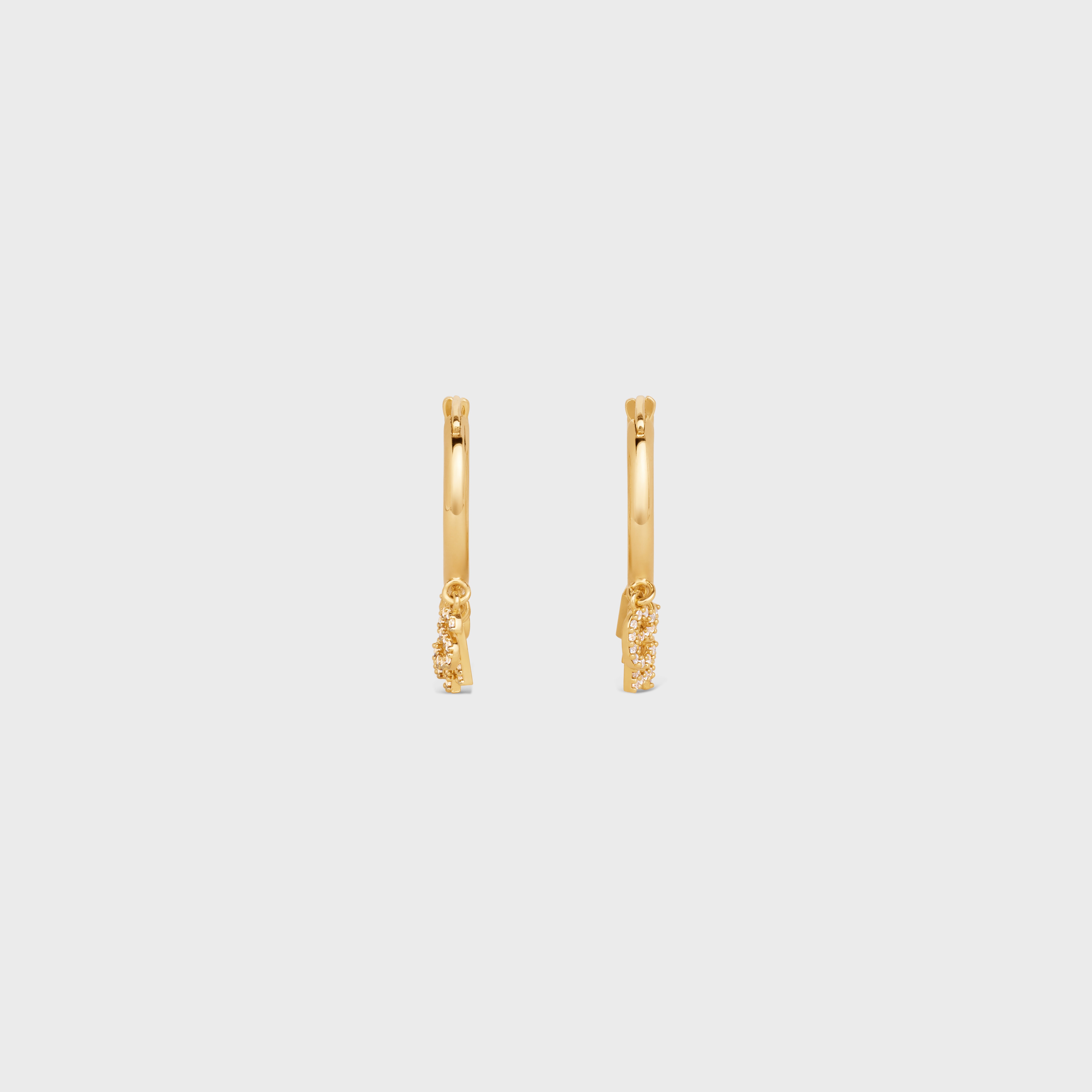 Celine Paris Hoops in Brass with Gold Finish and Crystals 3
