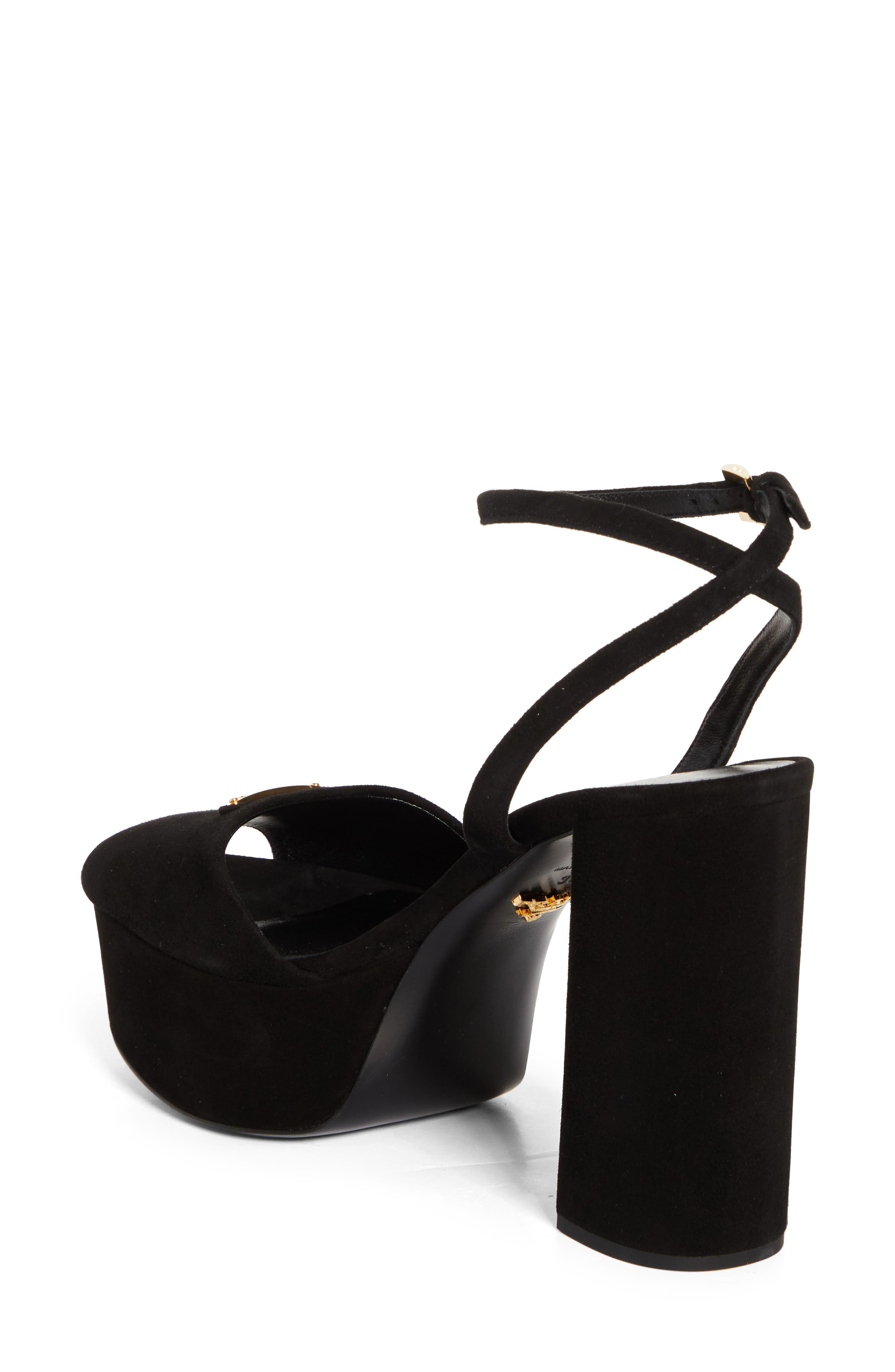 Prada Triangle Logo Ankle Strap Plaform Sandal in Nero at Nordstrom - 2