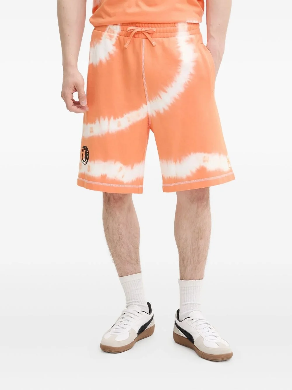 logo-print tie-dye track shorts - 1