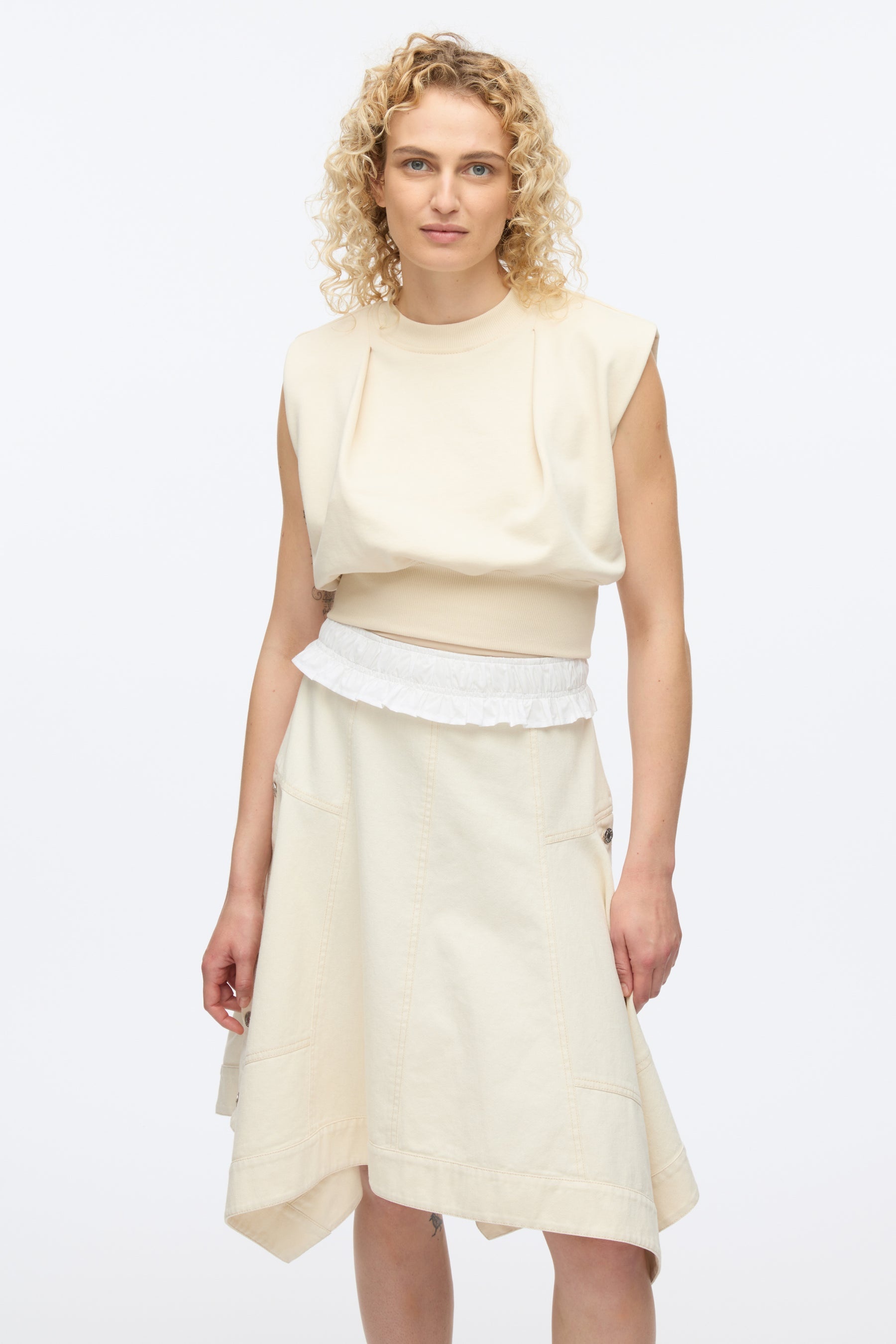 French Terry Dress with Denim Combo - 5