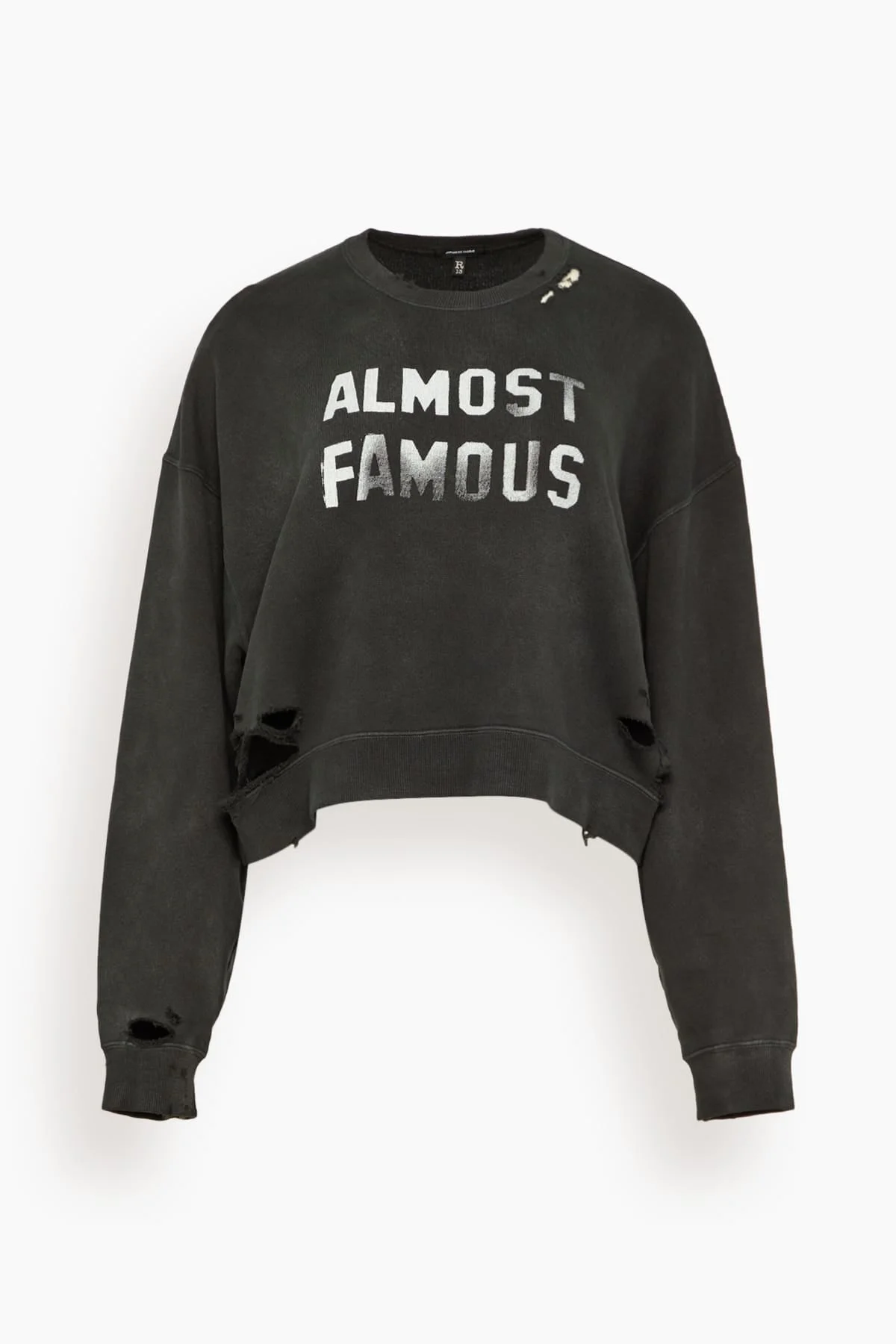 Almost Famous Cropped Crewneck in Black - 1