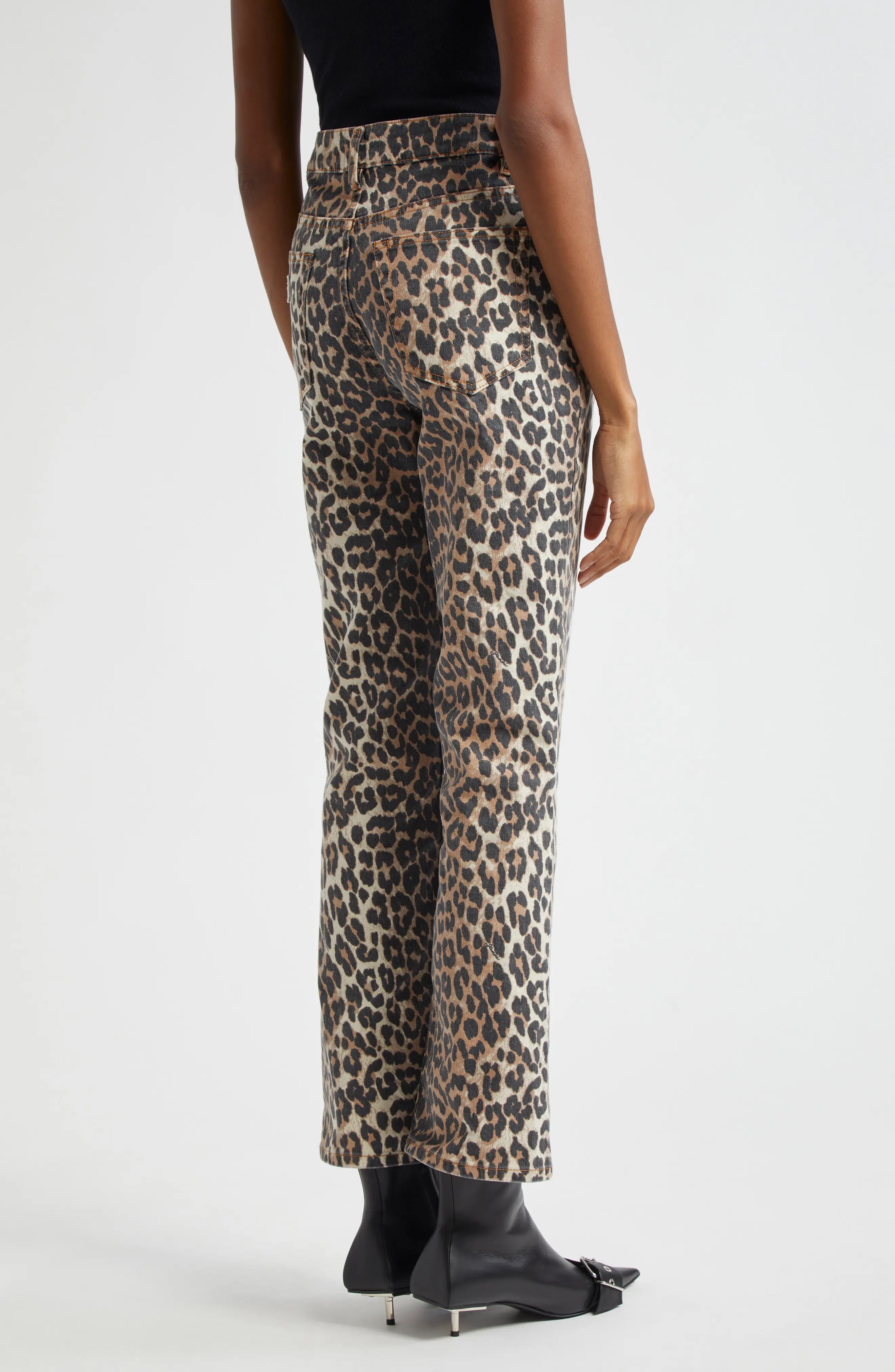 Ganni Betzy Leopard Stretch Organic Cotton Crop Jeans at Nordstrom - 3