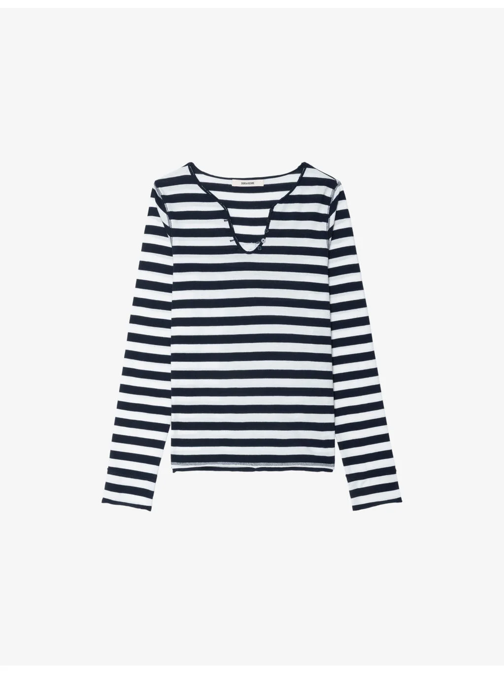 Striped Henley-Neck Cotton-Jersey Top - 1