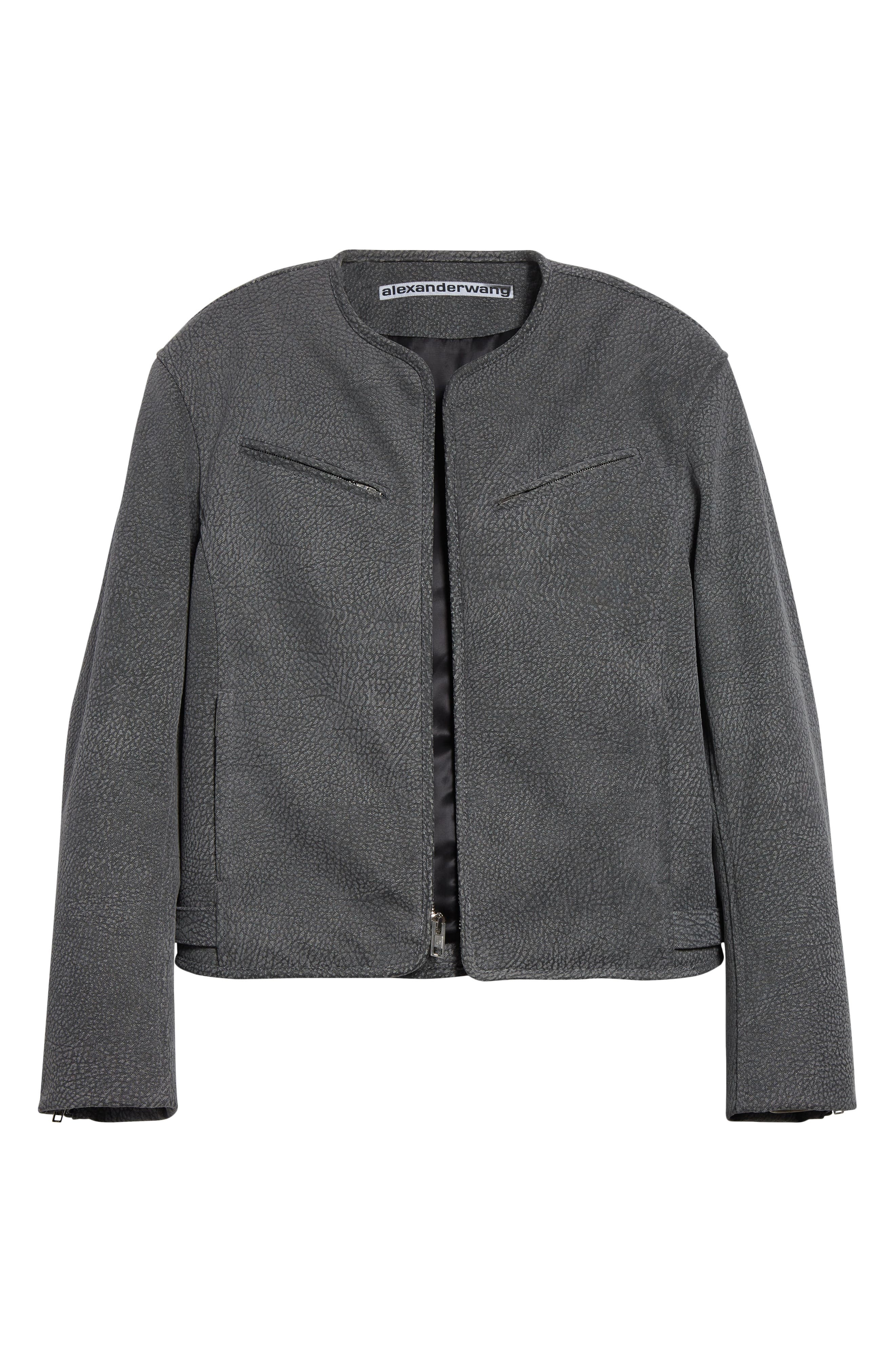 Alexander Wang Boxy Cotton Moto Jacket in Grey at Nordstrom - 7