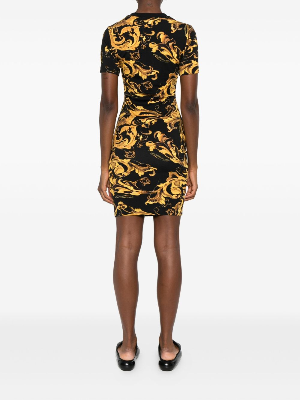 baroque-print short-sleeve mini dress - 4