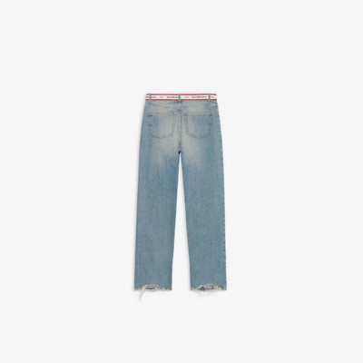 BALENCIAGA Logo Waistband Pants in Blue/white outlook