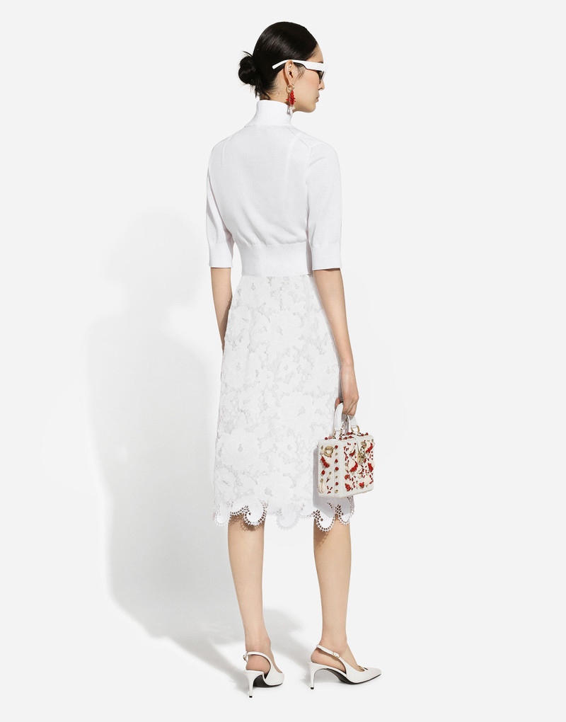 Cotton midi skirt with floral openwork detailing 3