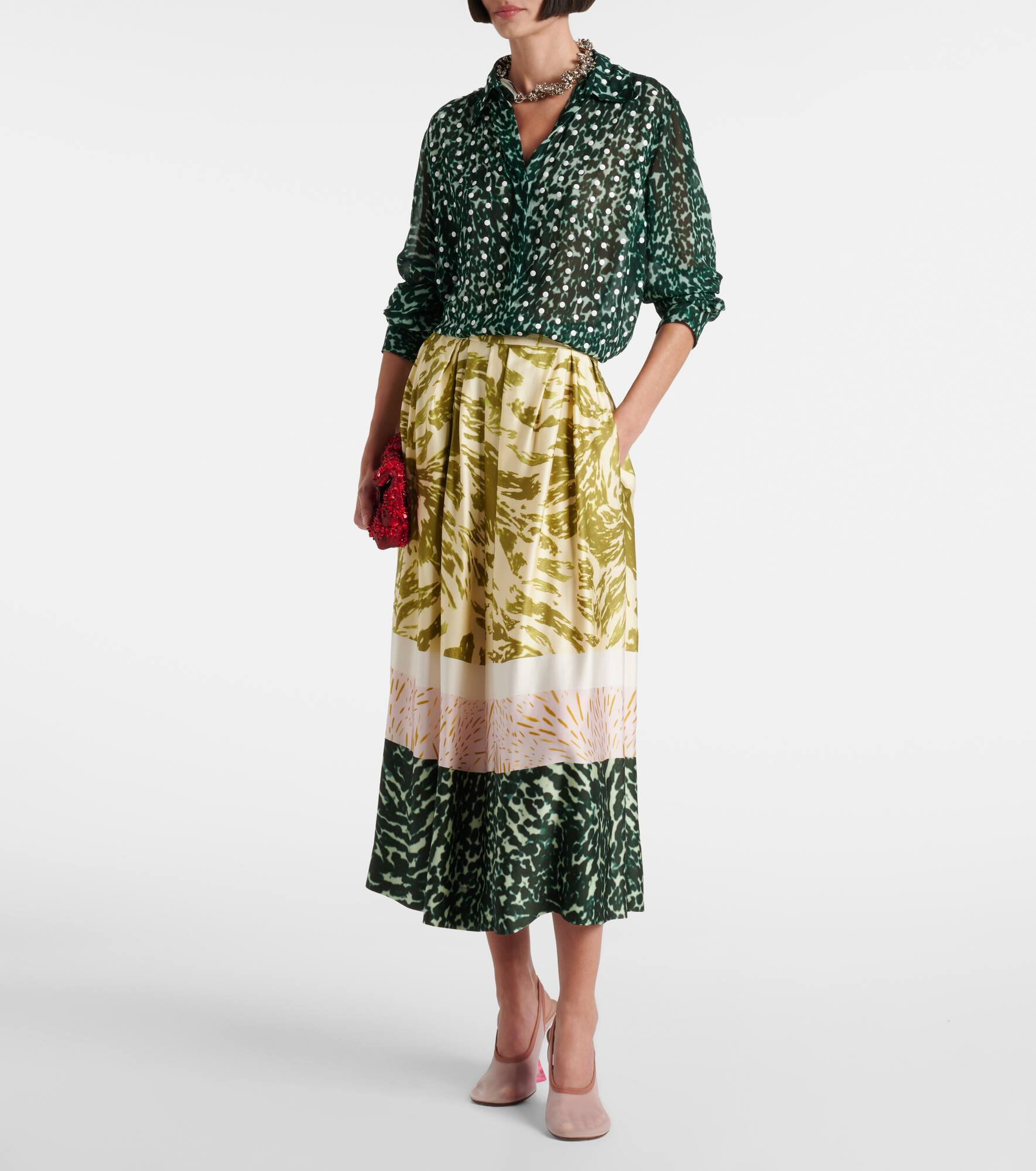 Printed satin midi skirt - 2