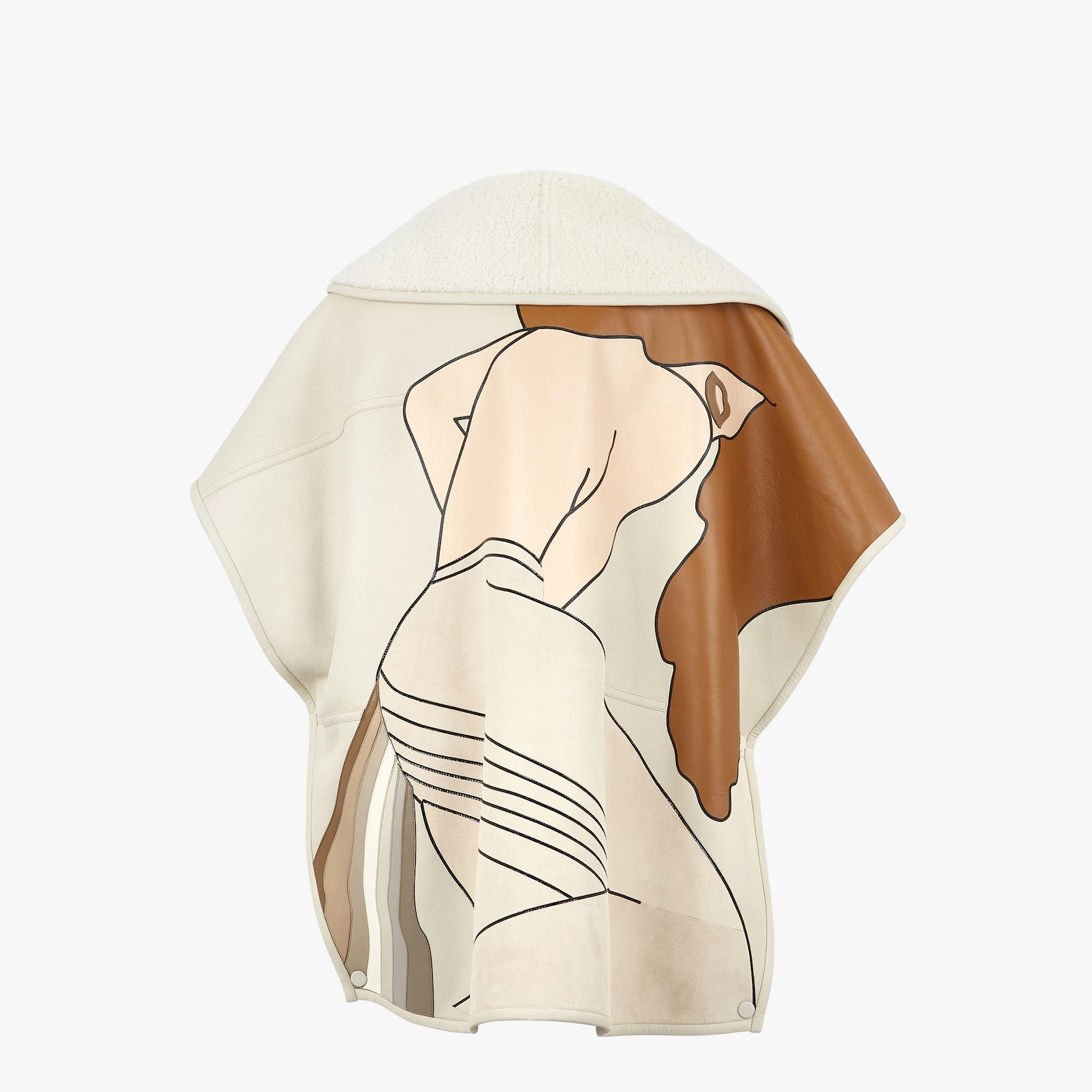 Beige shearling cape - 2