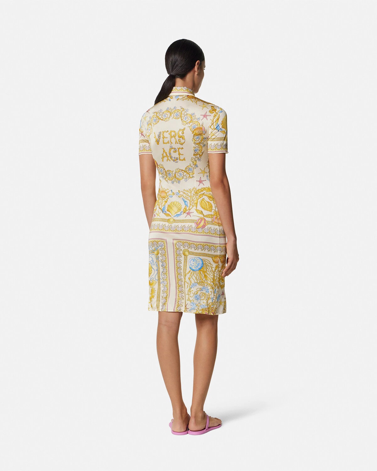 Underwater Barocco Fitted Midi Shirt Dress - 5