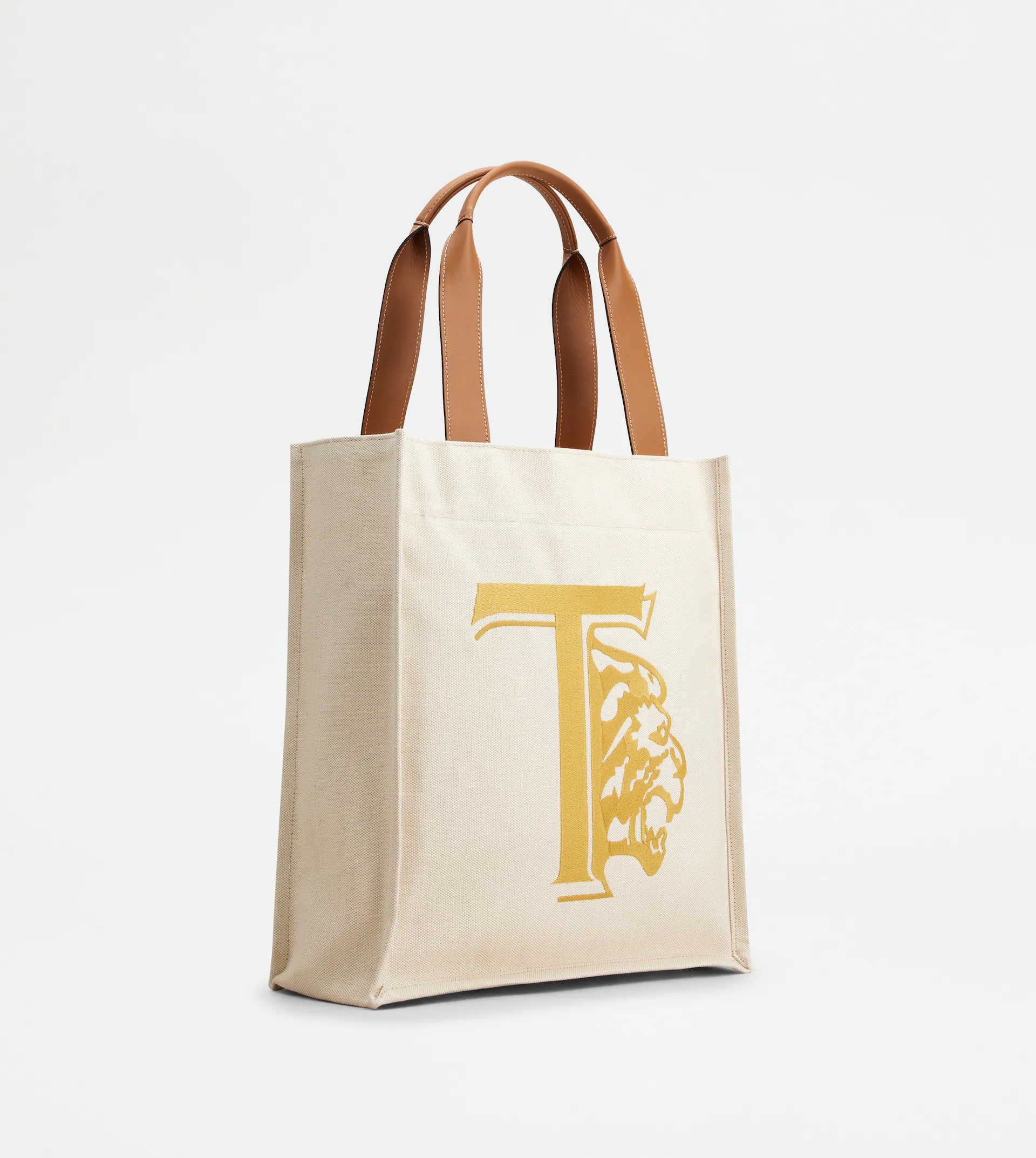 TOTE SHOPPING BAG IN CANVAS MEDIUM - BROWN, BEIGE - 3