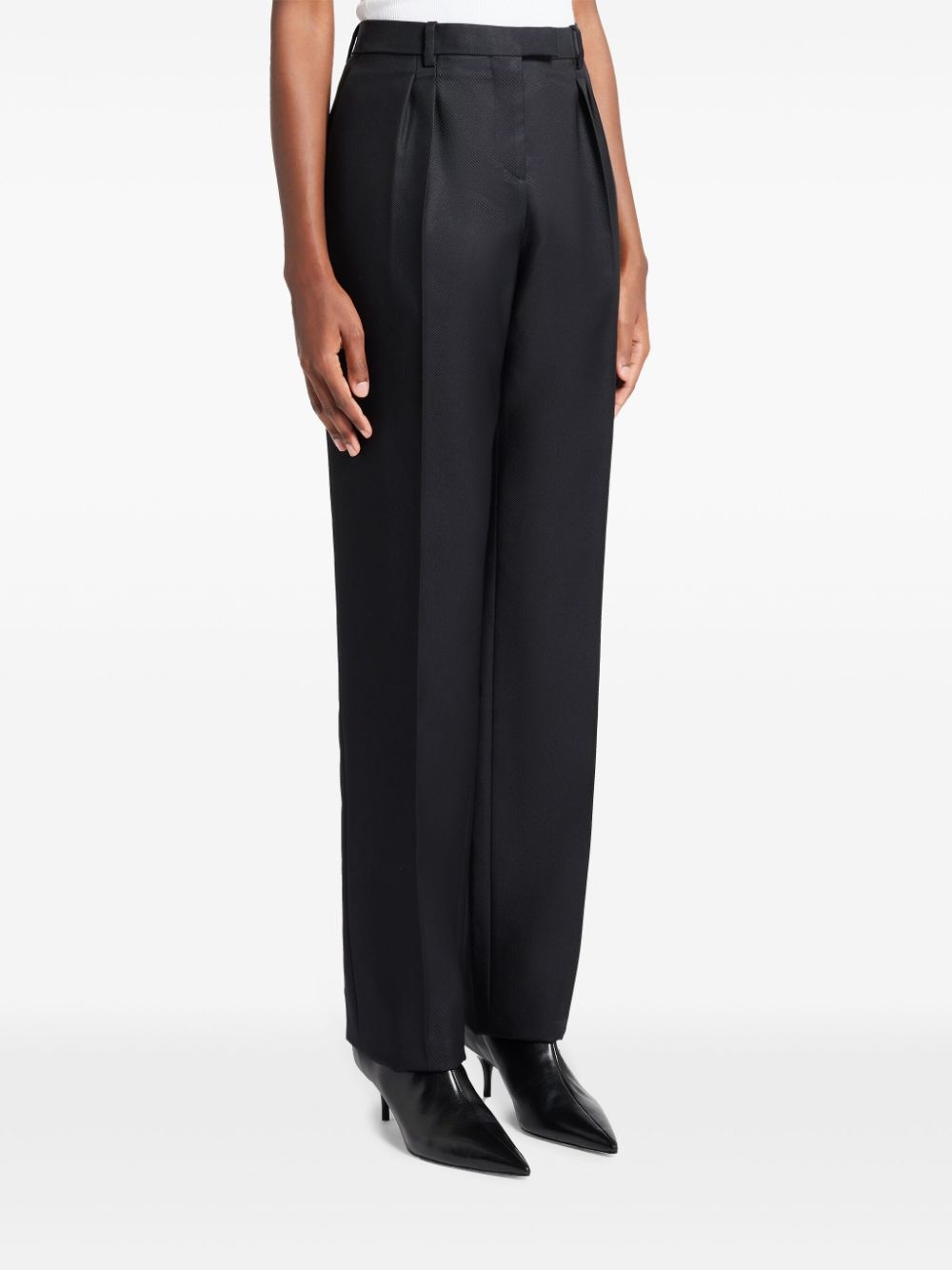 wool-silk twill tailored pleated trousers - 3