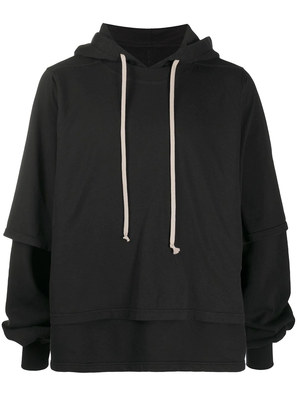 layered cotton hoodie - 1