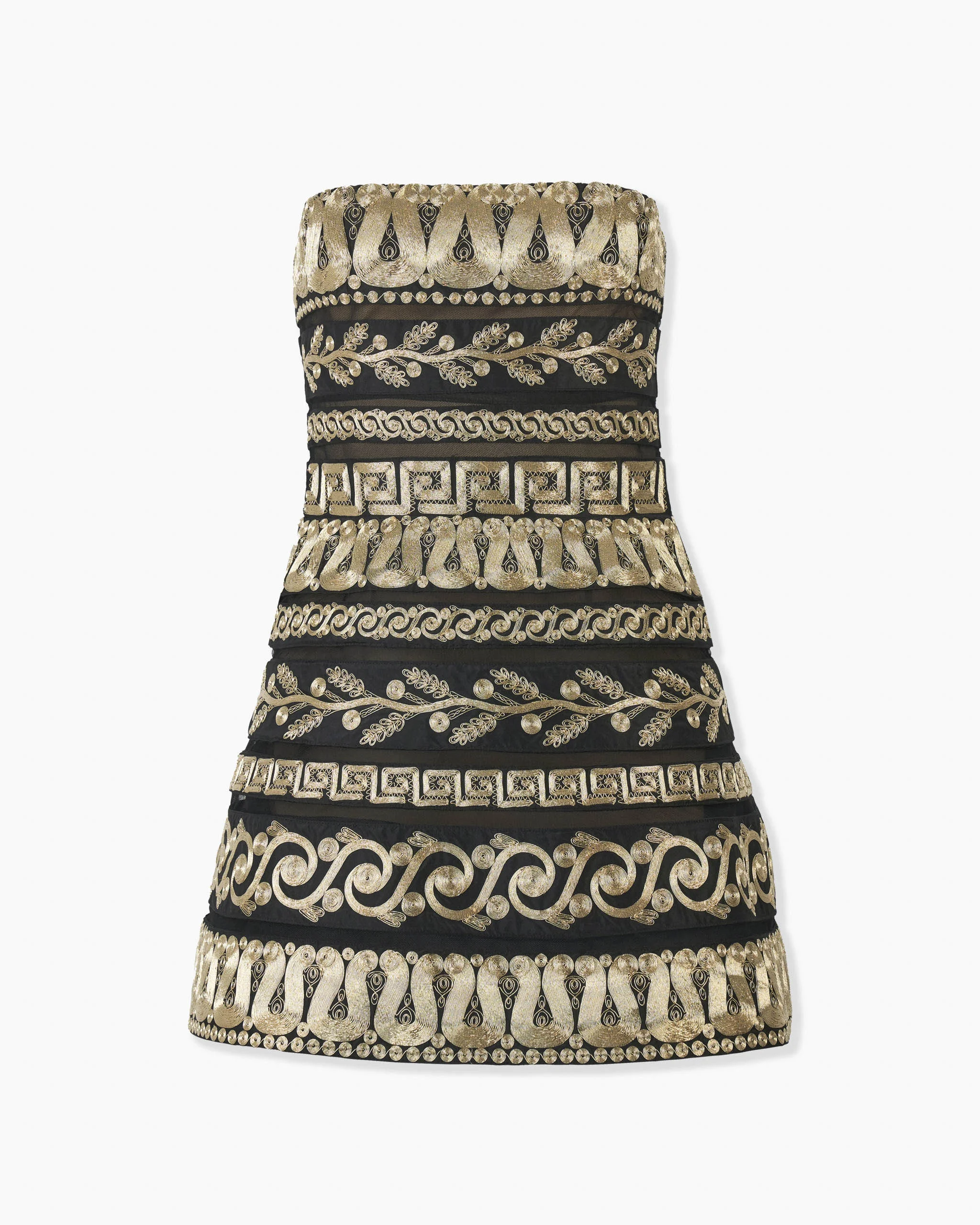 Embroidered Strapless Mini Dress - 1