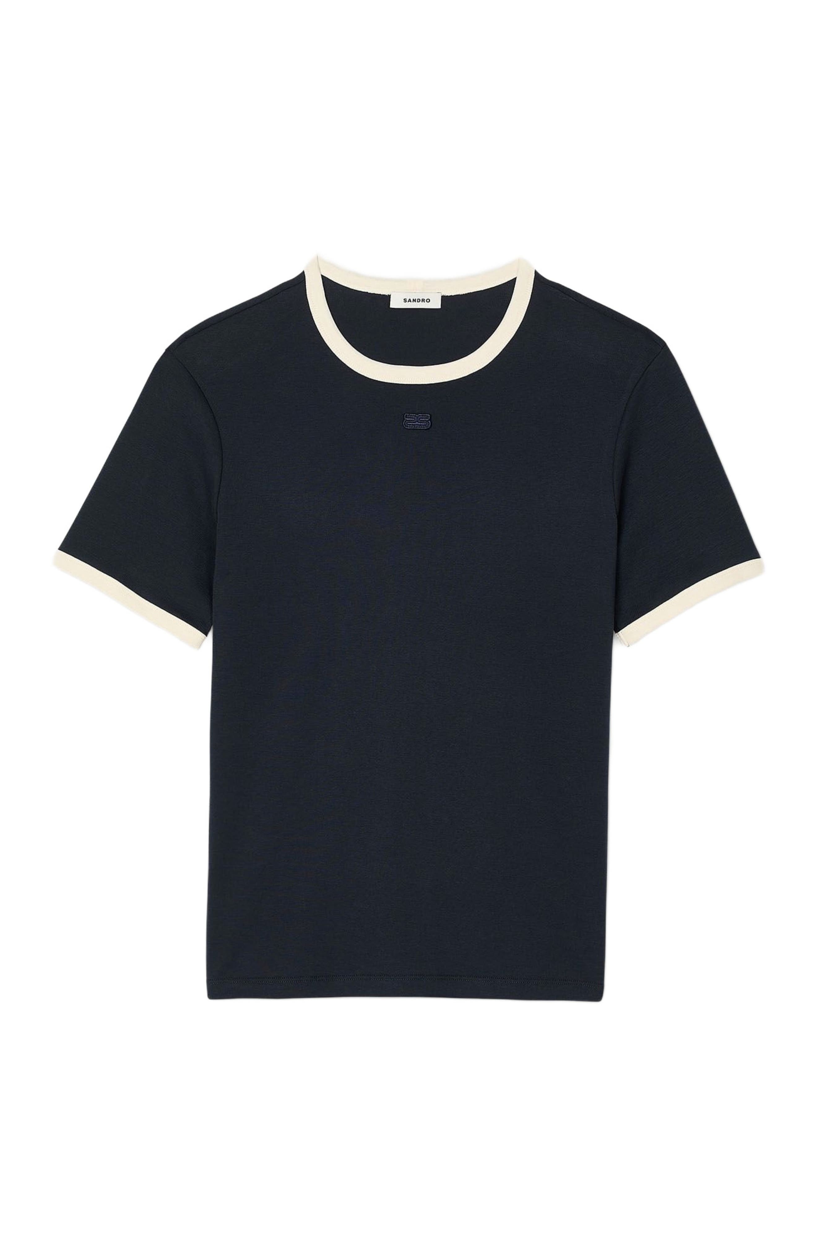 SANDRO Two-tone patch T-shirt in Navy Blue at Nordstrom - 5