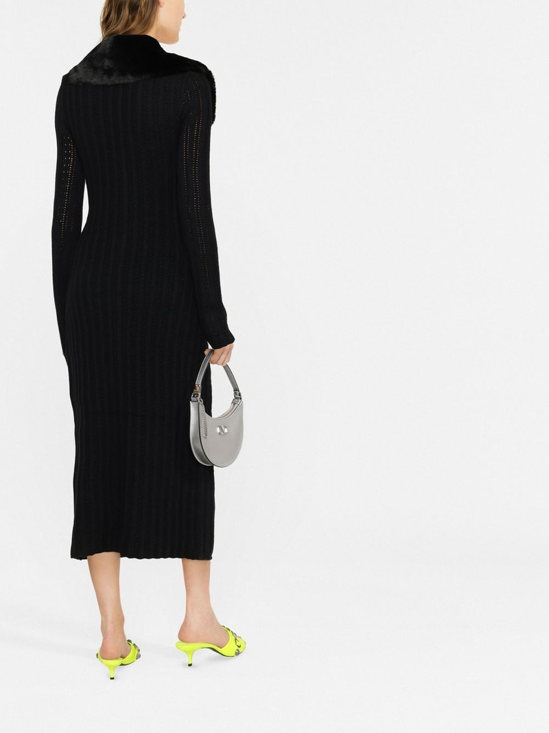 faux-fur collar knitted dress 4