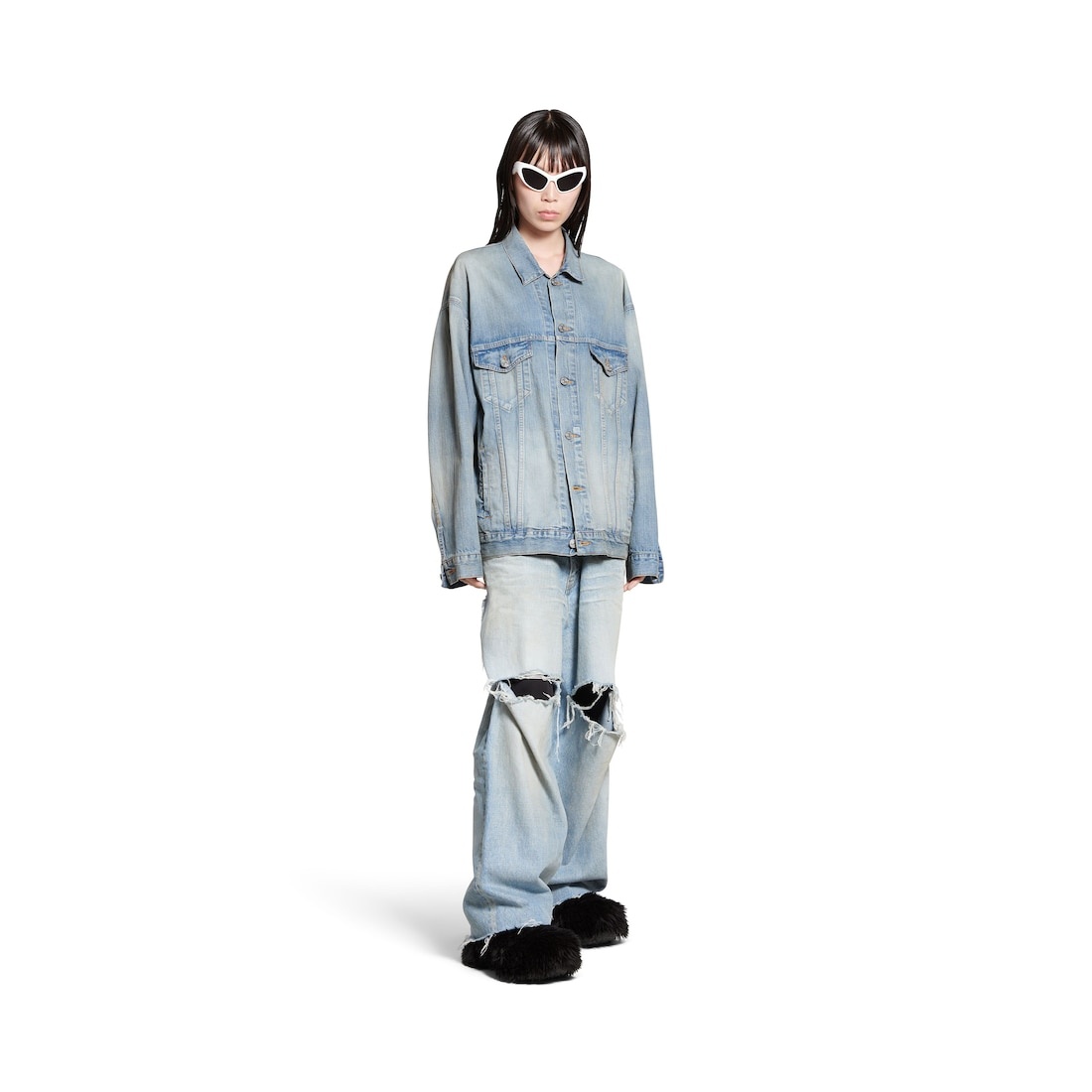 BALENCIAGA Paris Tropical Large Fit Jacket in Light Blue