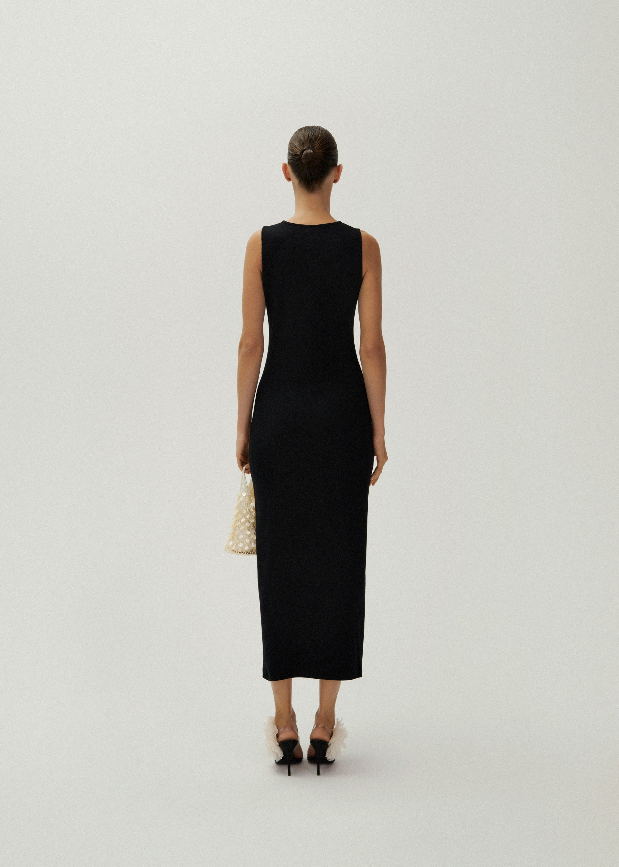 Crochet bra cotton tank dress in black - 4