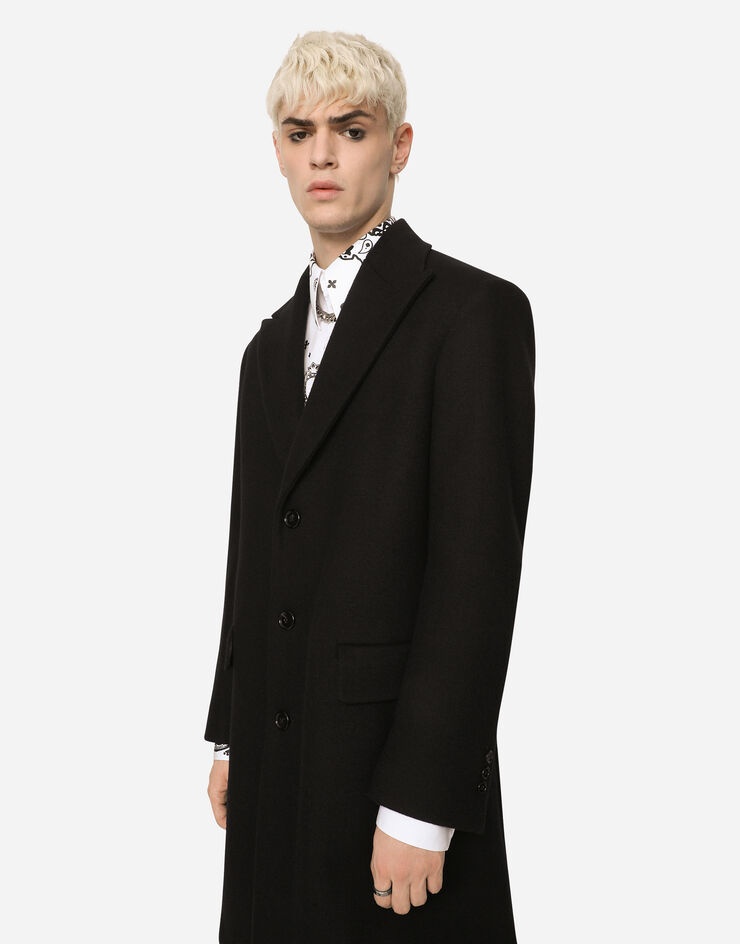 Single-breasted wool jersey coat - 4