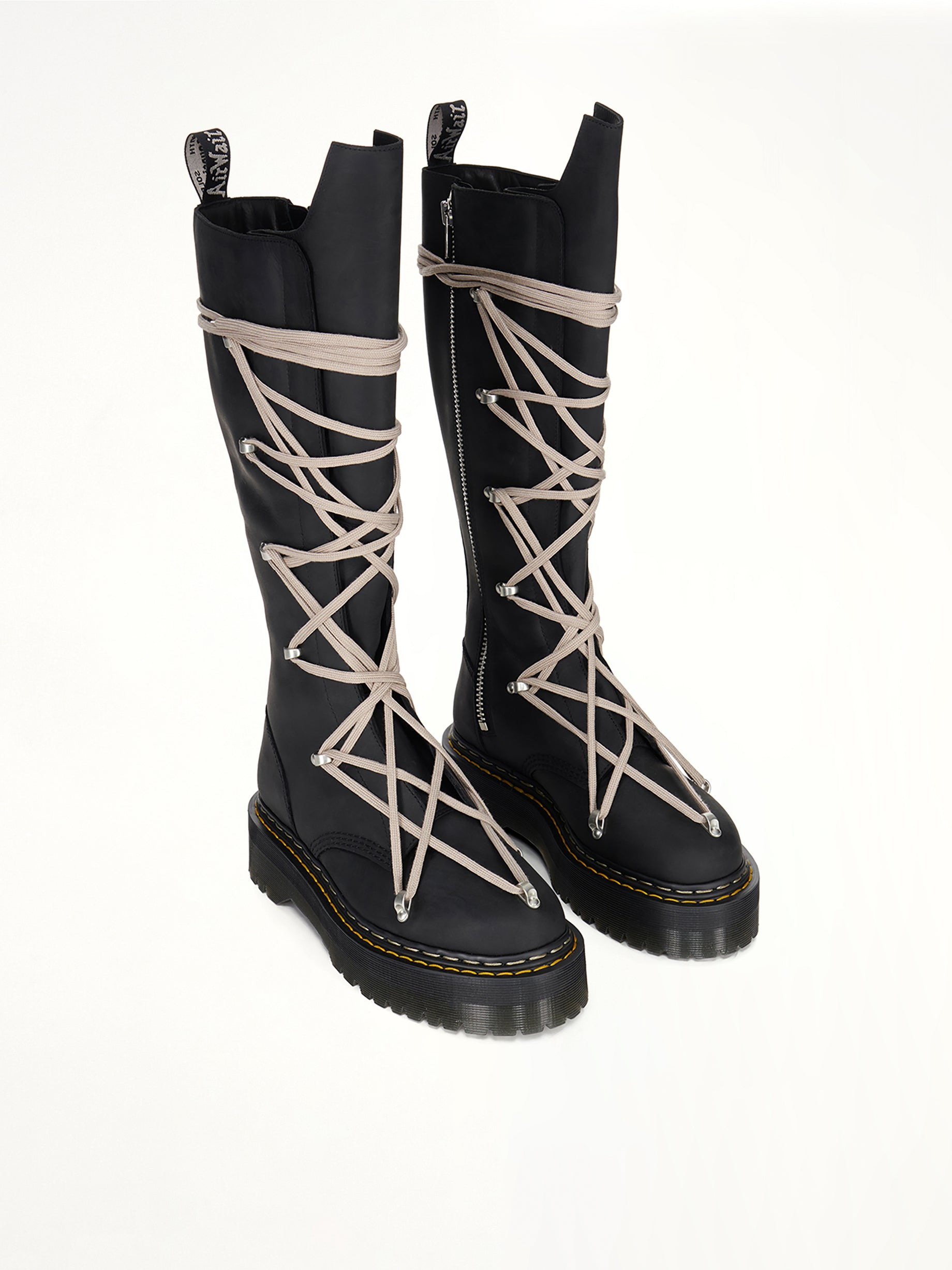Rick Owens x Dr. Marten 1B60 Quad Sole Pentalace Boots in Black - 2