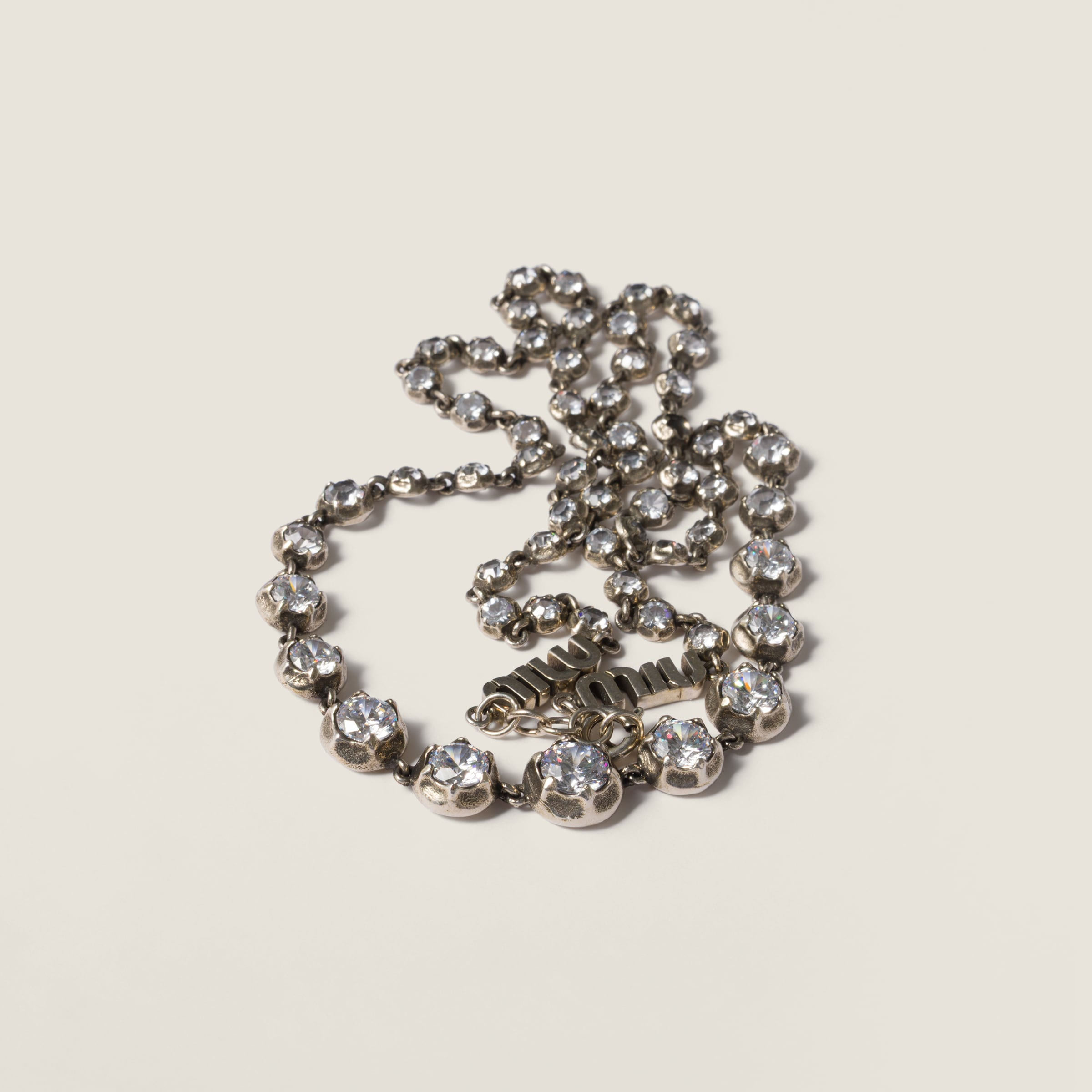 Metal necklace with crystals - 3