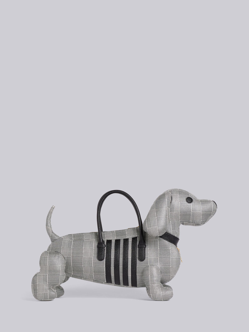 Black and White Calfskin Pebbled Prince of Wales 4-Bar Hector Bag 4