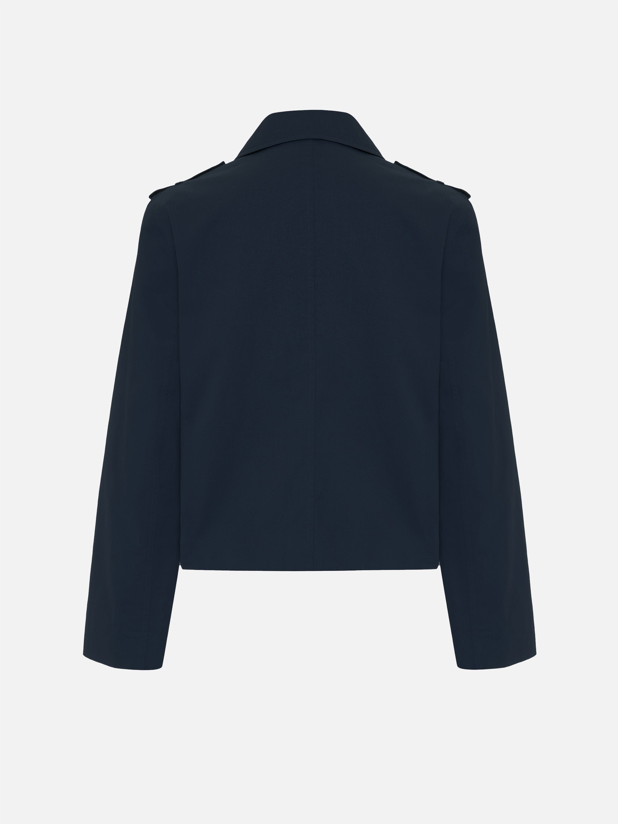 Short Trench Jacket in Navy - 2