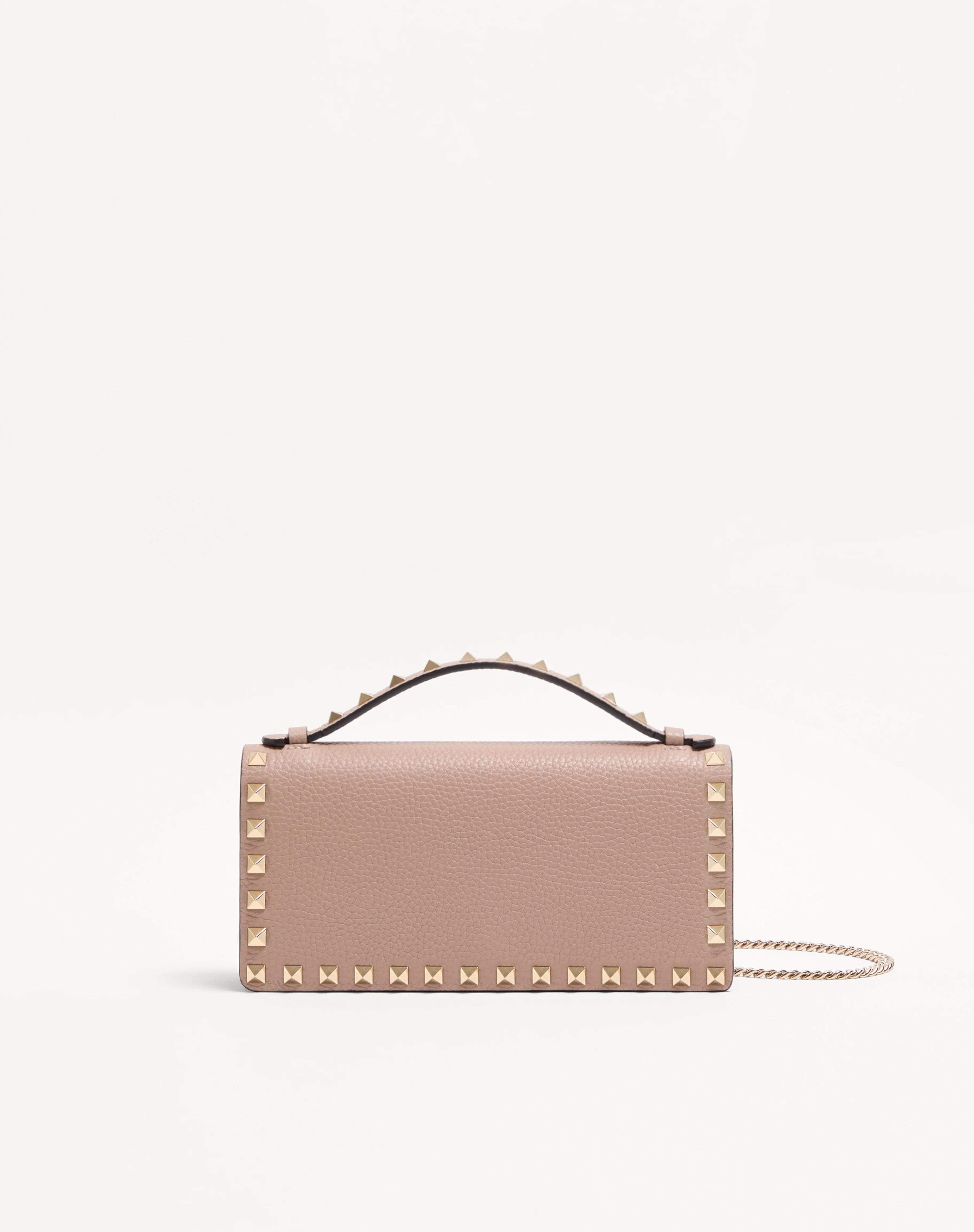 ROCKSTUD WALLET WITH CHAIN IN GRAINY CALFSKIN - 1