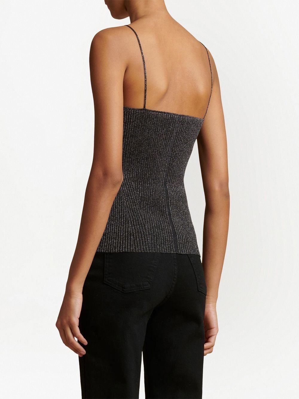 thin-straps ribbed-knit top - 3