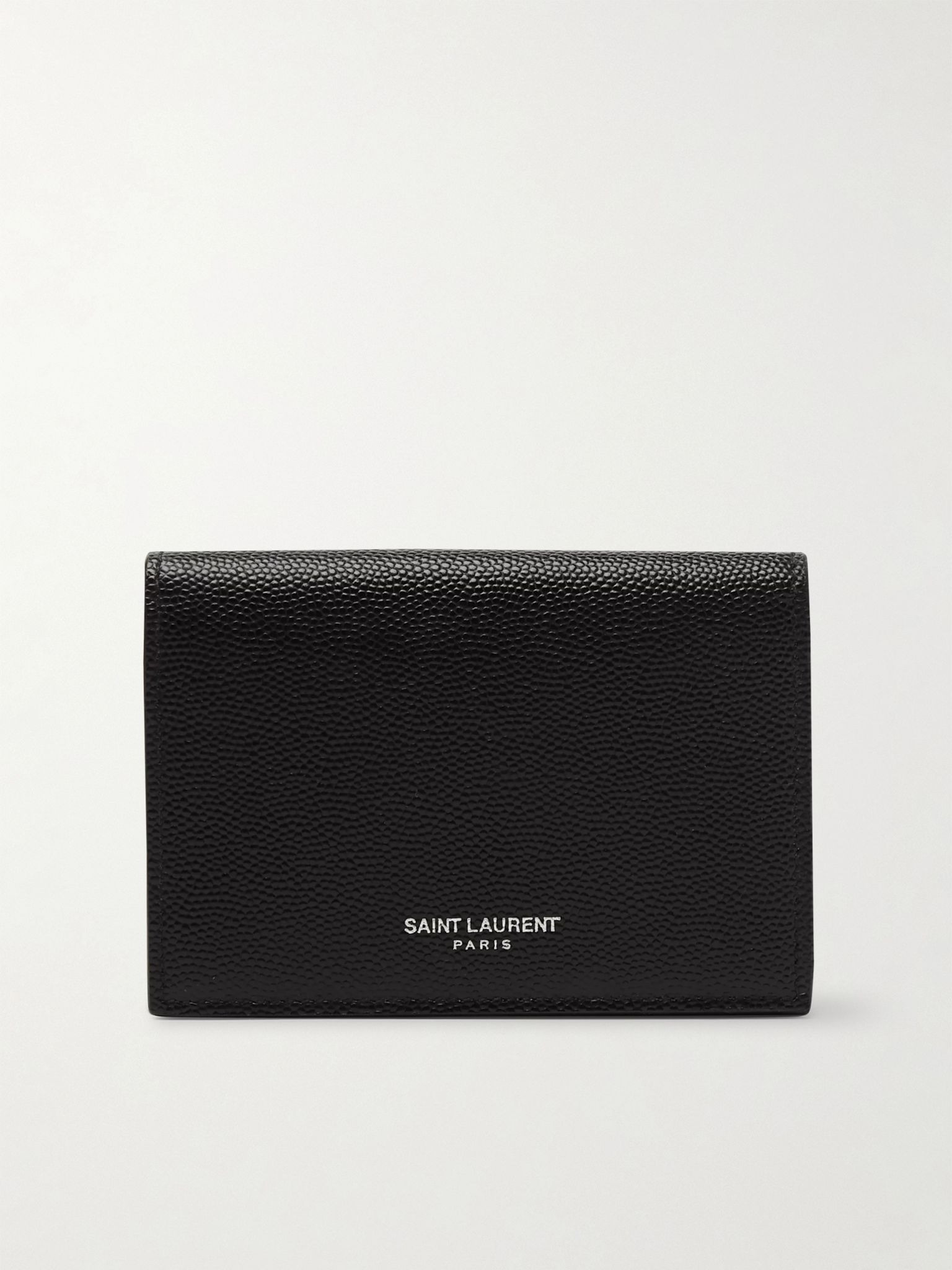 Pebble-Grain Leather Billfold Wallet Black - 1