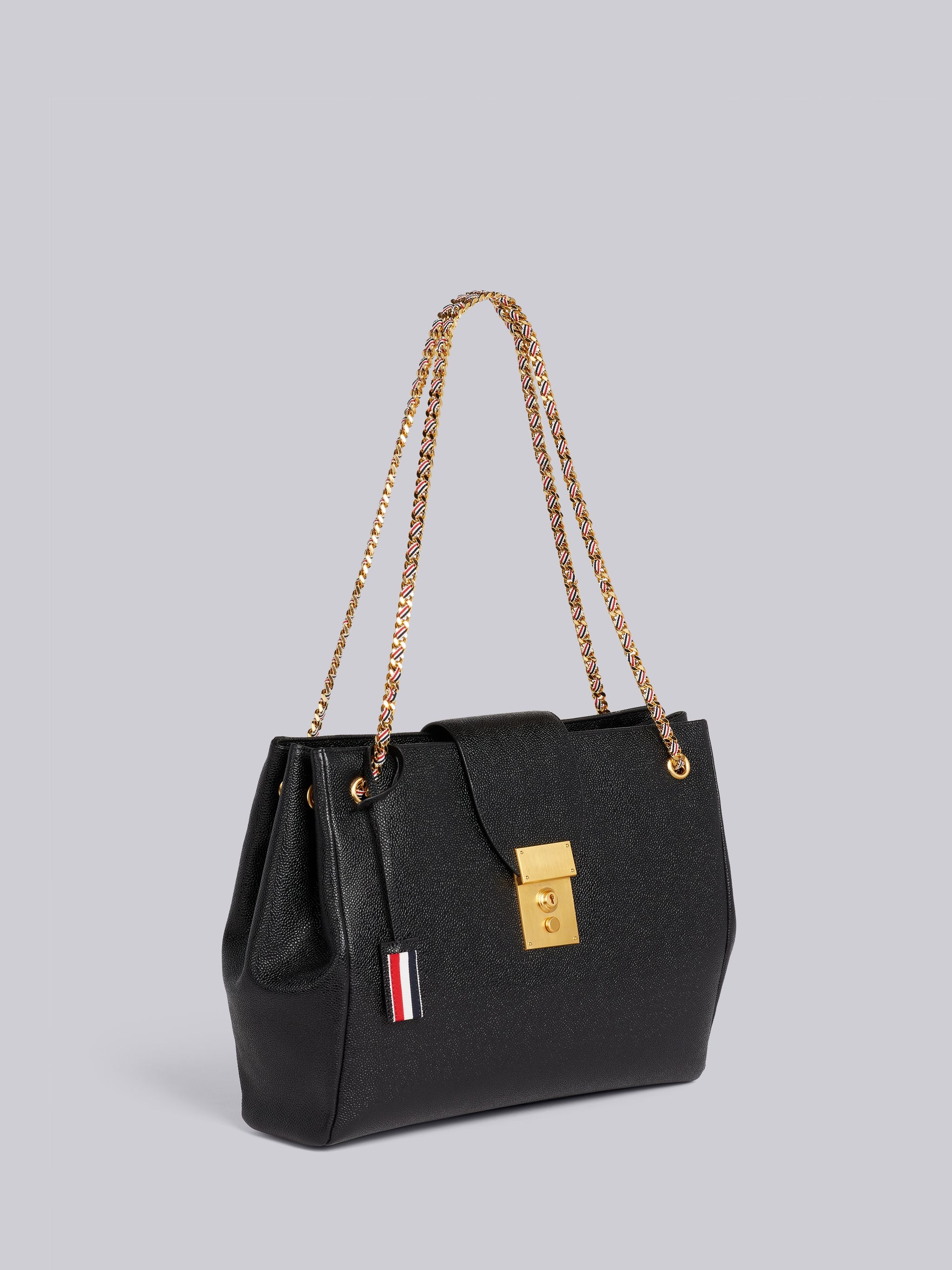 Black Pebble Grain Leather Mrs. Thom Chain Tote - 3