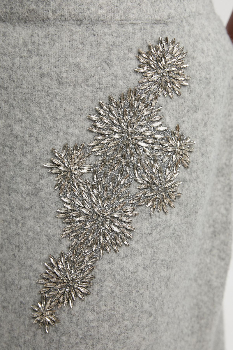 Plus Size Wool Blend Embellished Cosy Pencil Midi Skirt 3