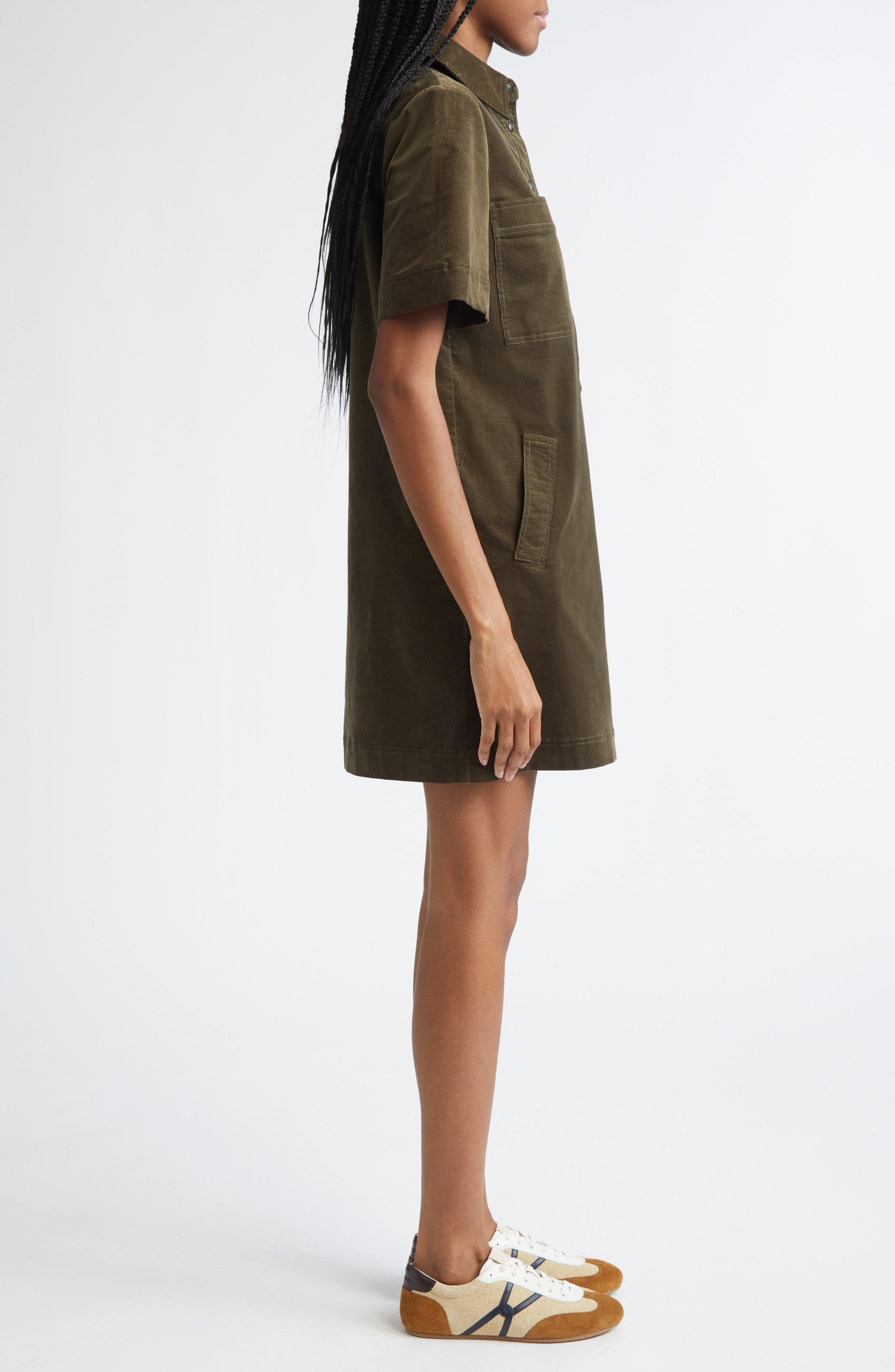 Veronica Beard Koulis Corduroy Shirtdress in Cypress at Nordstrom - 3