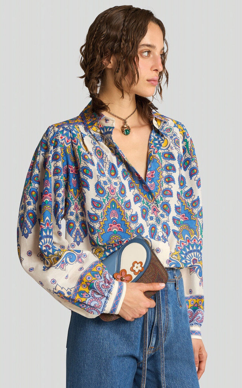 Etro Printed Silk-Cotton Shirt multi outlook