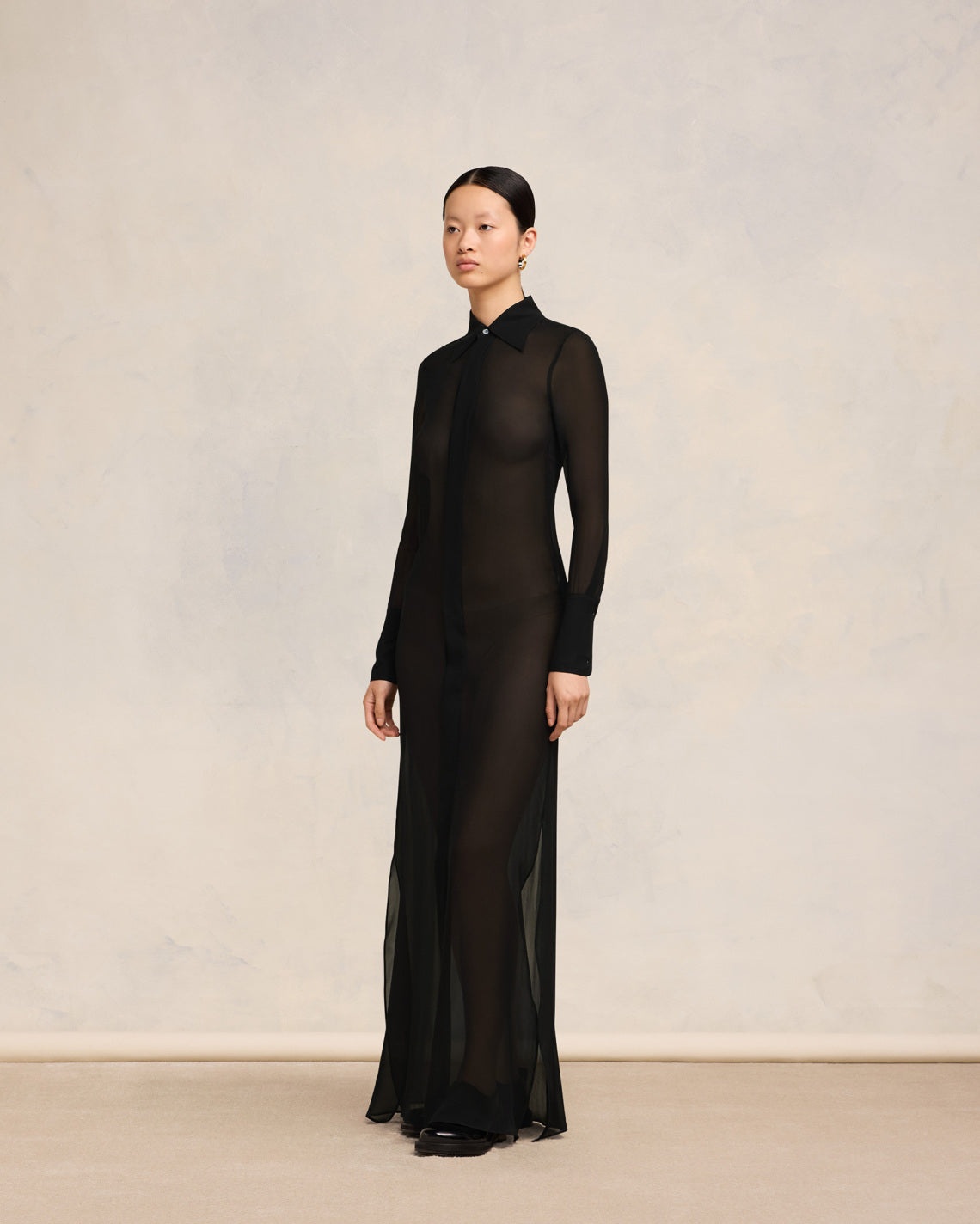 LONG DRESS WITH COLLAR SHIRT - 5