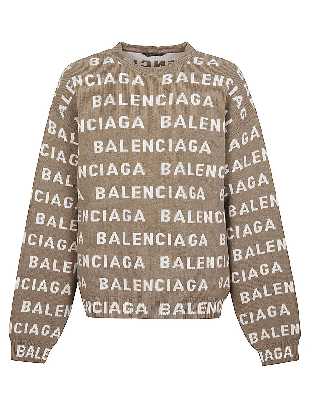 Balenciaga Men Allover Logo Crewneck Sweater - 1