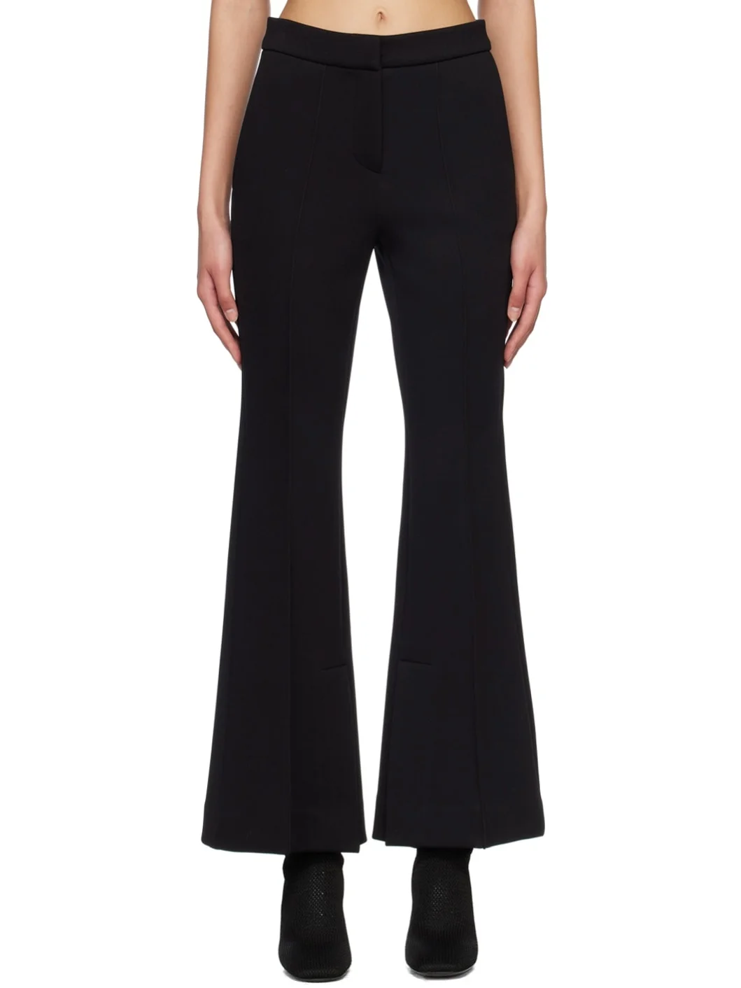 Black Double-Face Flared Trousers - 1