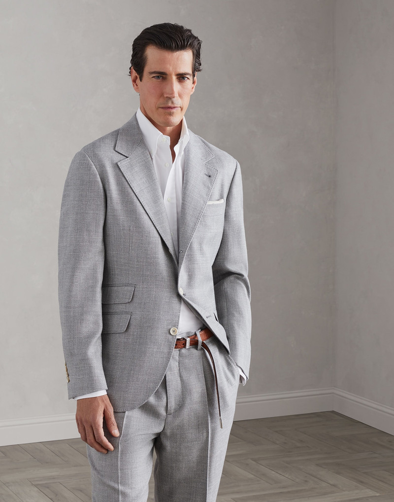 Comfort wool, silk and linen chevron deconstructed Cavallo blazer 1
