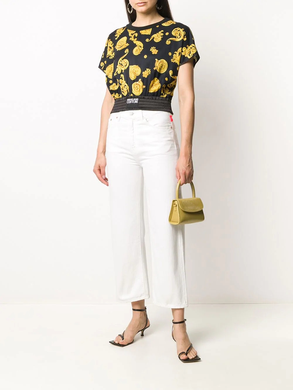 printed cropped T-shirt - 2