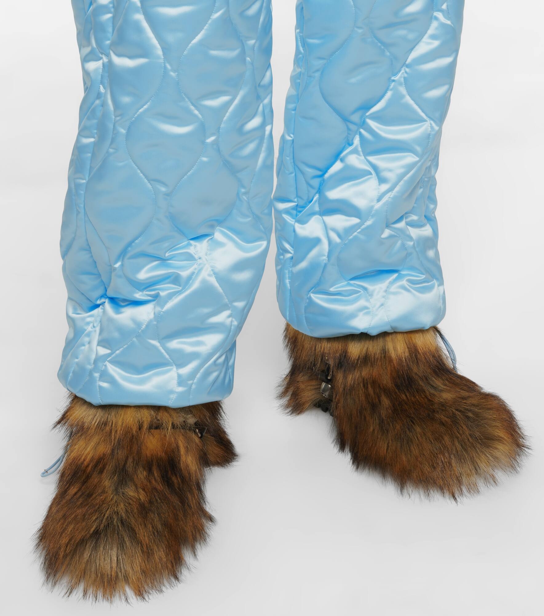 Harness-detail faux fur ankle boots - 4