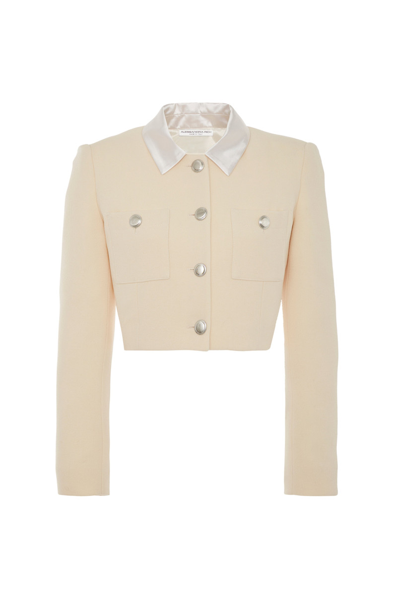 TWEED BOUCLE CROPPED JACKET WITH COLLAR 1